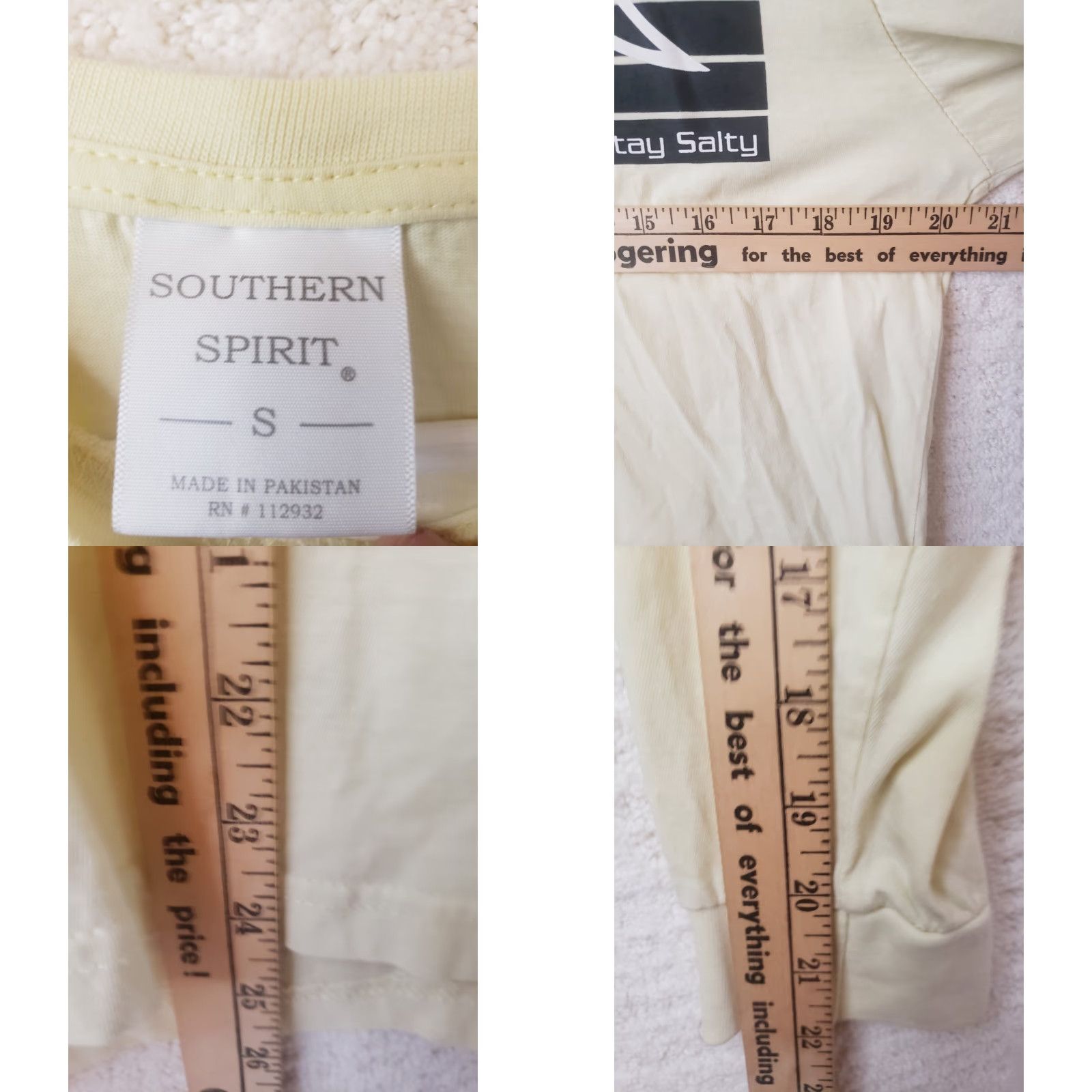Vintage Southern Spirit Stay Salty Myrtle Beach SC T-Shirt Women S Long Sleeve Yellow 90s? Size S / US 4 / IT 40 - 9 Thumbnail