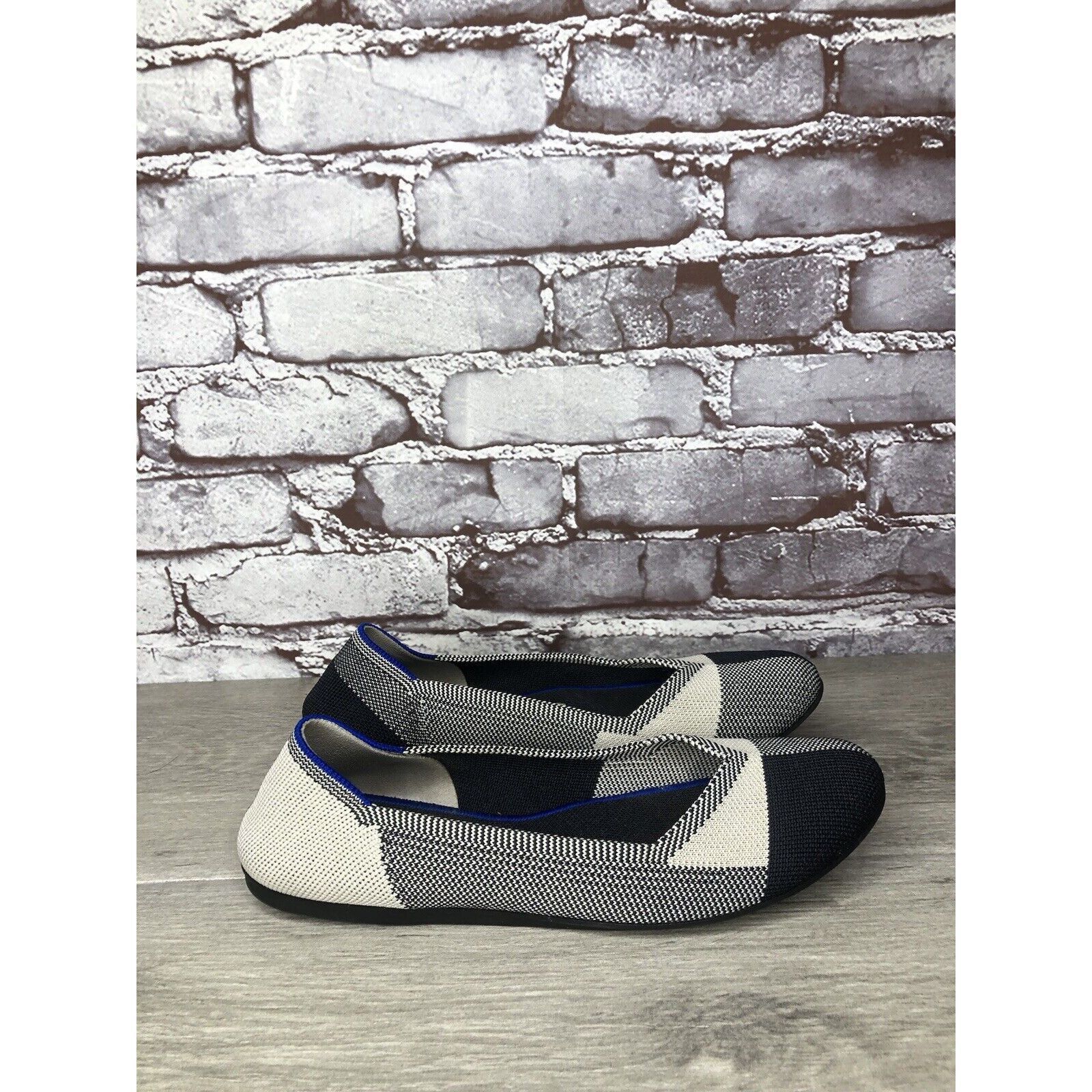 Other Rothy’s The Flat Captoe Dove Grey Black Plaid Knit Round Bal Size US 9 / IT 39 - 21 Thumbnail