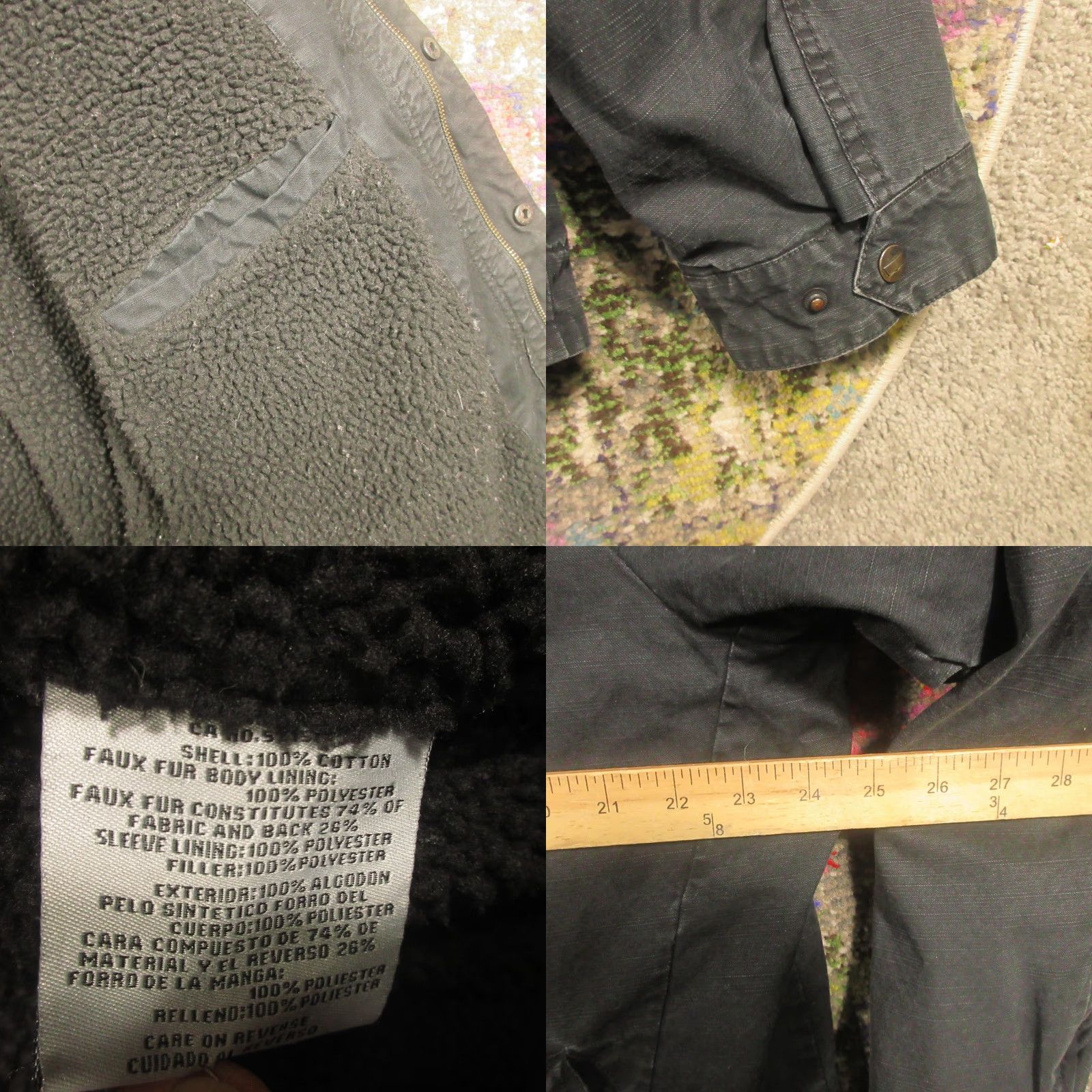 Levi's VINTAGE Levis Bomber Jacket Men L Black Canvas Cotton Sherpa Lined Wind-Resistant Quilted Pockets Stand-Up Collar Full Zip Size US L / EU 52-54 / 3 - 8 Thumbnail
