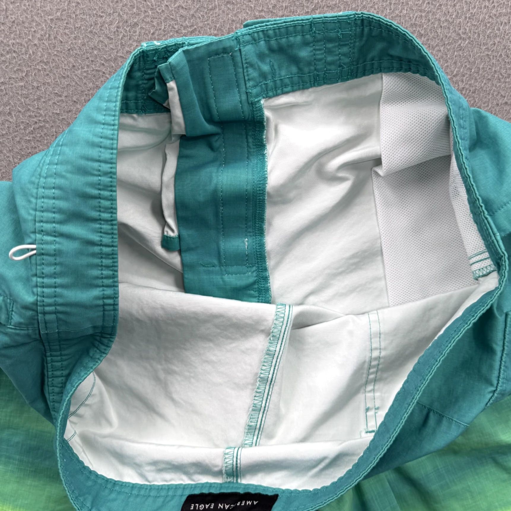 American Eagle Outfitters American Eagle Swim Bottoms Mens L Green Ombre Stripe Trunks Surf Beach Shorts Size US 33 - 8 Thumbnail