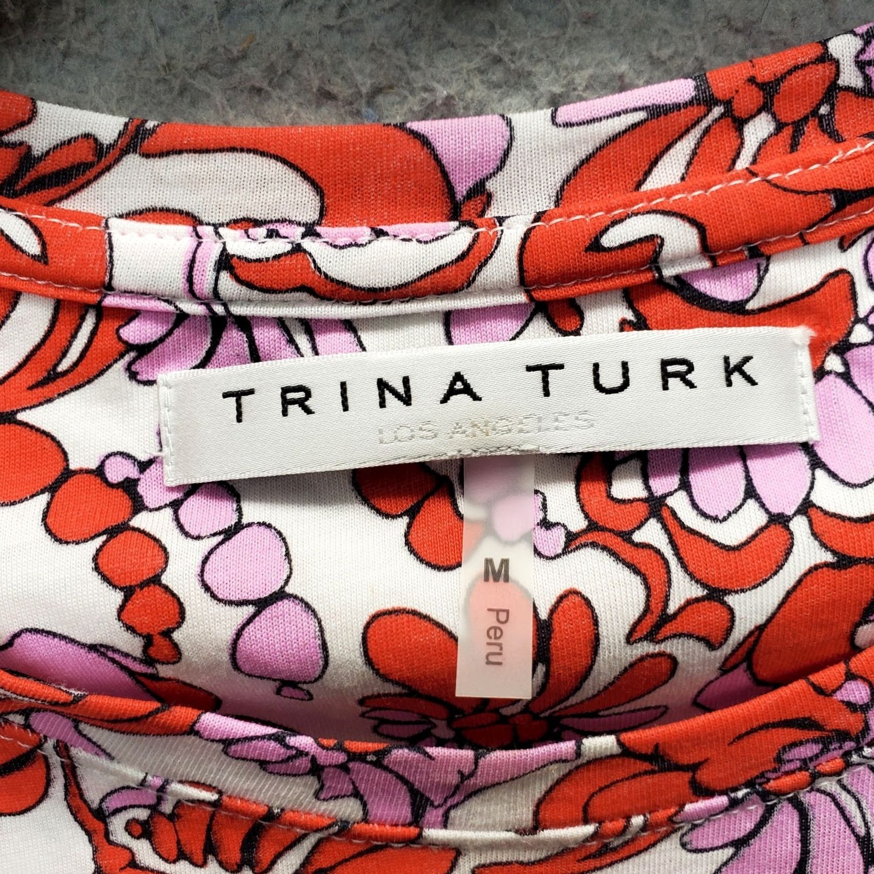 Trina Turk Trina Turk Blouse Shirt Womens Size M Floral Multicolor Short Sleeve Crew Neck Tunic Top Size M / US 6-8 / IT 42-44 - 6 Thumbnail