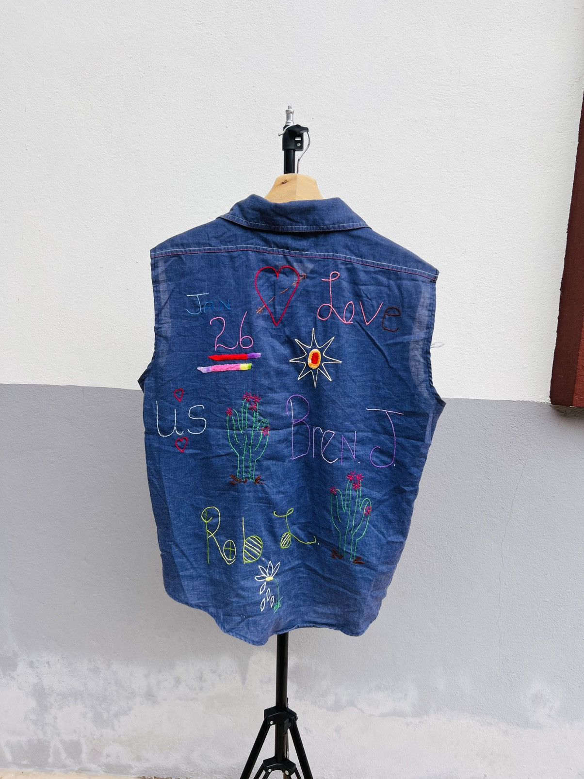 Vintage Late 60s Ennington California Sleveless Denim Shirt Size US L / EU 52-54 / 3 - 3 Thumbnail