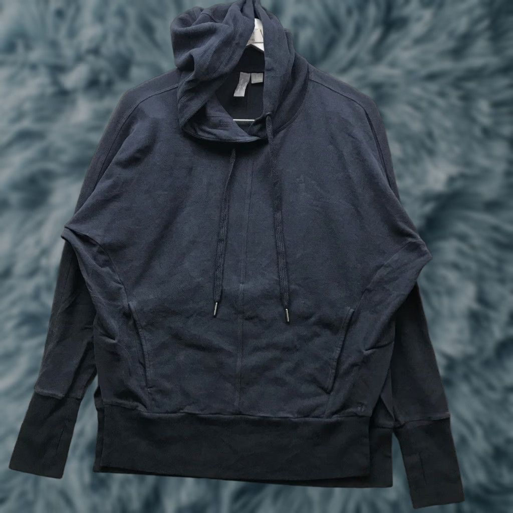 Sweaty Betty Sweaty Betty Velour Sweatshirt Hoodie Womens 2P Petite Long Sleeve Navy Logo Pullover Size XS / US 0-2 / IT 36-38 - 1 Thumbnail