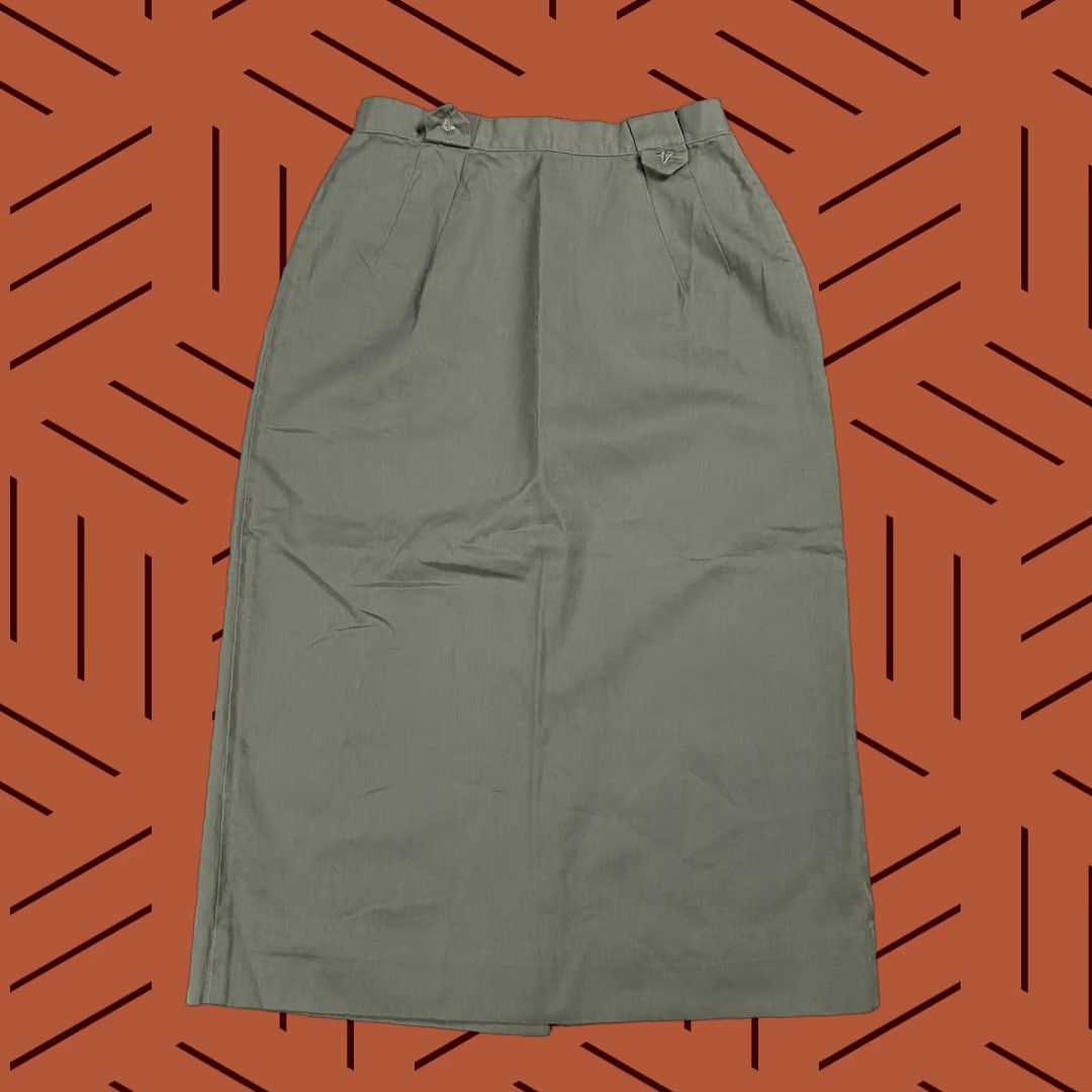 Vintage Vintage 1960s Century of Boston Green Cotton Pencil Skirt Women's 28" Casual Landgirl Style Size 28" / US 6 / IT 42 - 1 Thumbnail