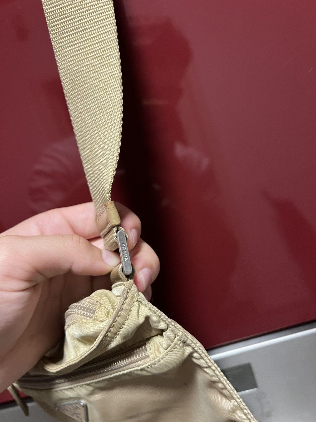 Prada Prada Beige Handbag Vintage Rare Y2K Nylon Big Logo Hype Size ONE SIZE - 4 Thumbnail