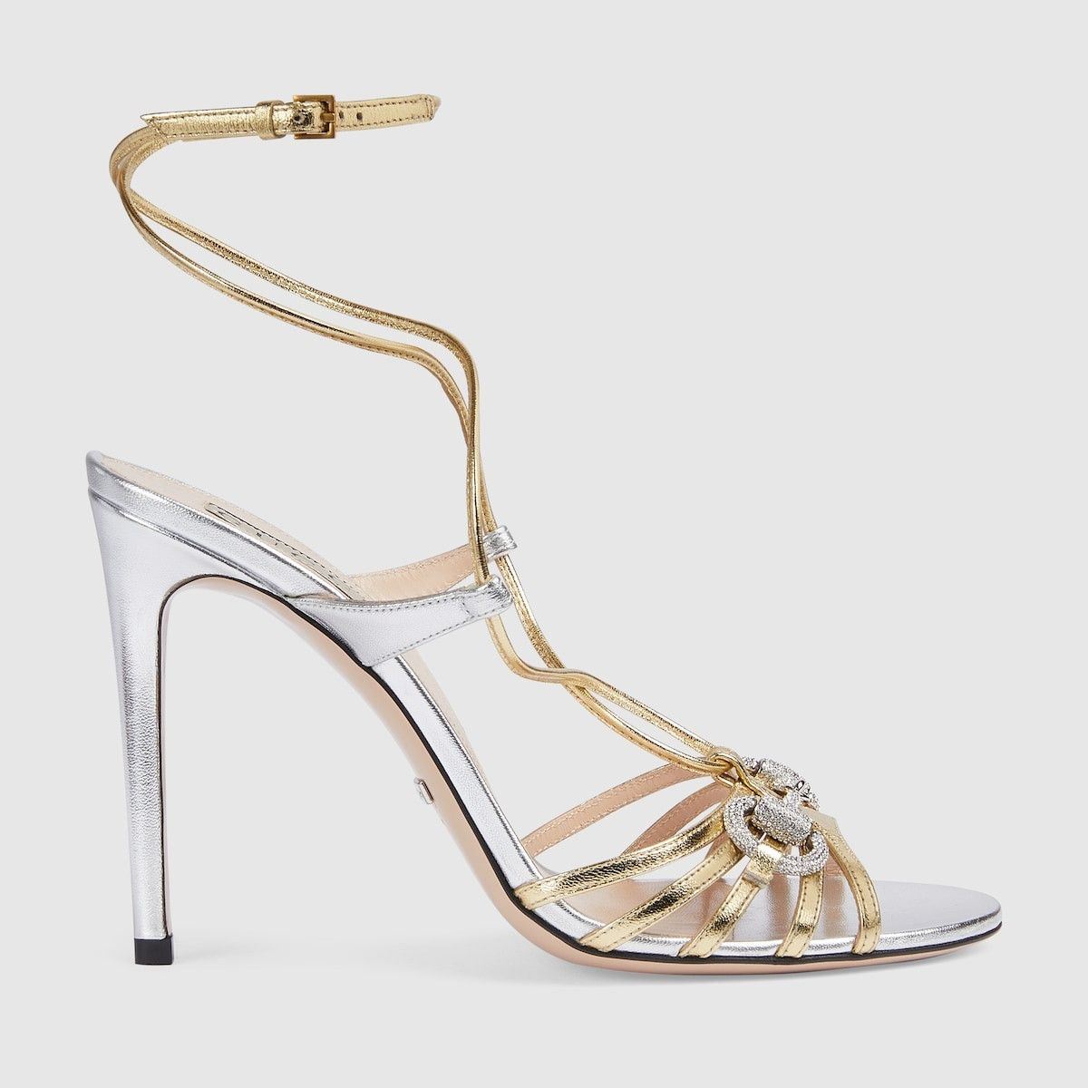 Gucci o1s1wg110225 Women's Horsebit Sandals Metallic Silver & Gold Size US 9.5 / IT 39.5 - 1 Thumbnail