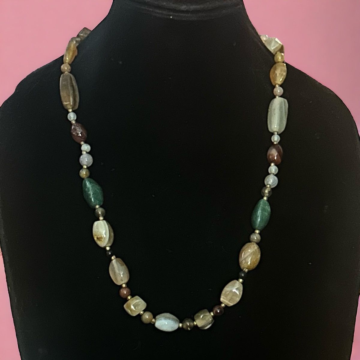 Vintage Vintage polished agate bead necklace Size ONE SIZE - 1 Thumbnail