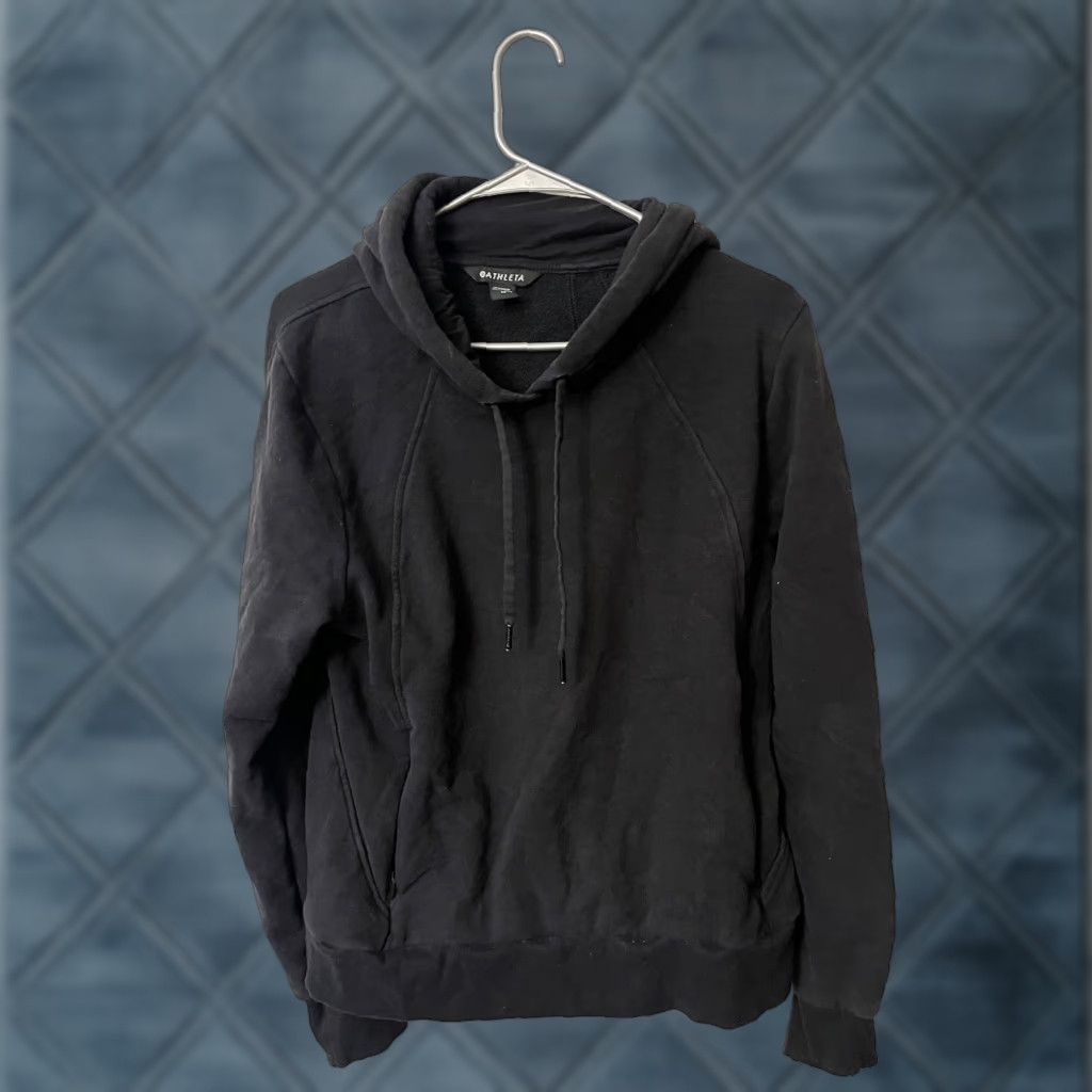 Athleta Athleta Hoodie Women's Size M Black Retroplush Revive Pullover Sweatshirt #659268 Size M / US 6-8 / IT 42-44 - 1 Thumbnail