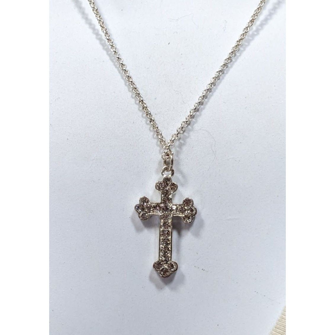 Other Sparkly Rhinestone Cross Pendant On Silver Tone Chain Size ONE SIZE - 4 Thumbnail