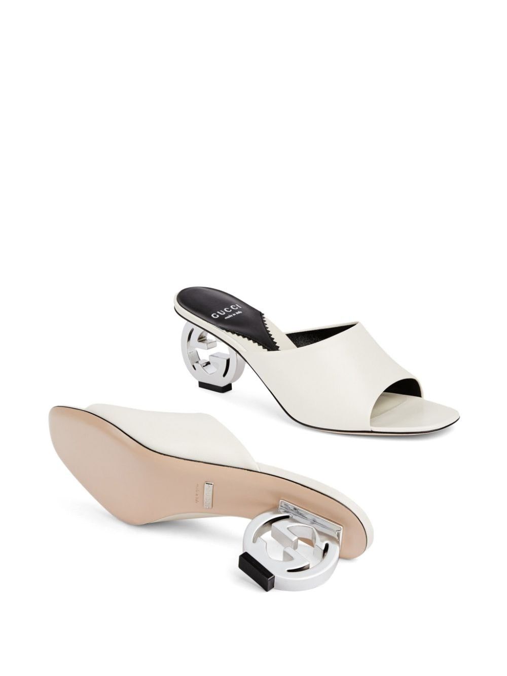 Gucci o1s1wg110225 Women's Interlocking G Heel Sandals in White Size US 10 / IT 40 - 5 Thumbnail