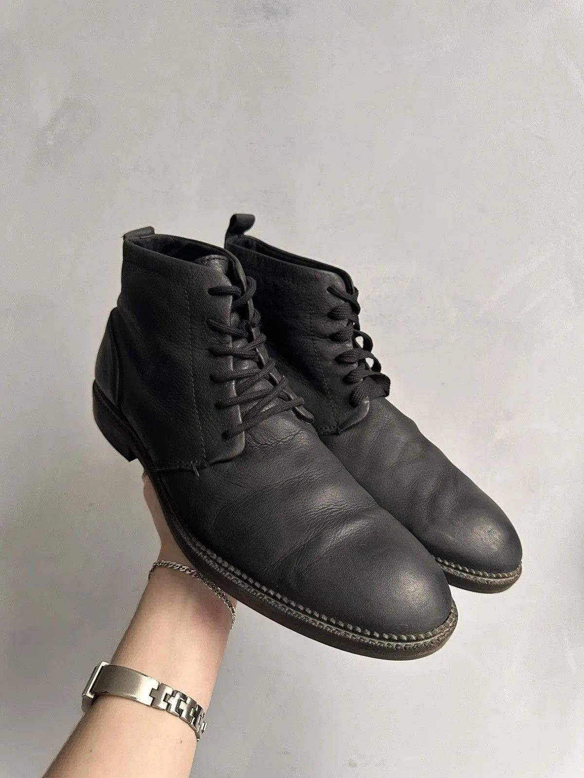 Vintage Leather vintage low-top boots lace-up MoMA classic style Size US 12 / EU 45 - 2 Thumbnail