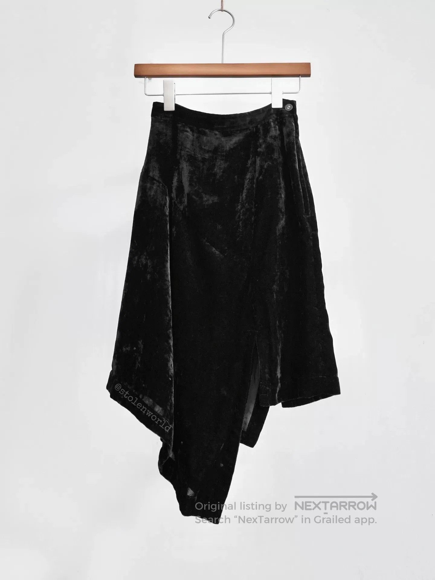 Comme des Garcons black velvet irregular hem skirt. Size 22" - 5 Thumbnail