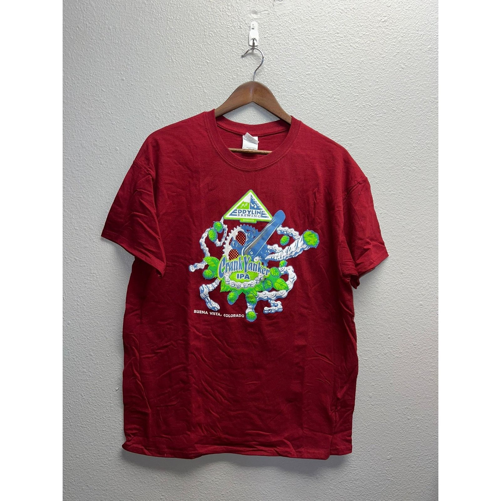 Gildan Crank Yanker IPA Shirt Eddyline Brewing Colorado Red Large Size US L / EU 52-54 / 3 - 1 Thumbnail
