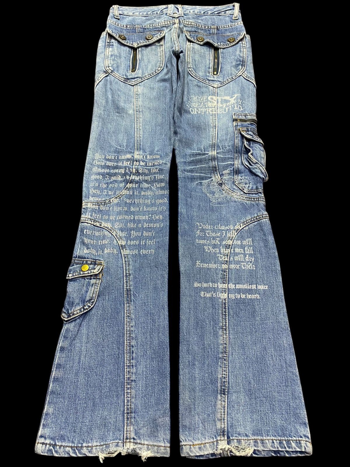 If Six Was Nine W33 🔥 Japanese Brand Evolution Multi Pocket Flare Jeans Size US 30 / EU 46 - 2 Thumbnail
