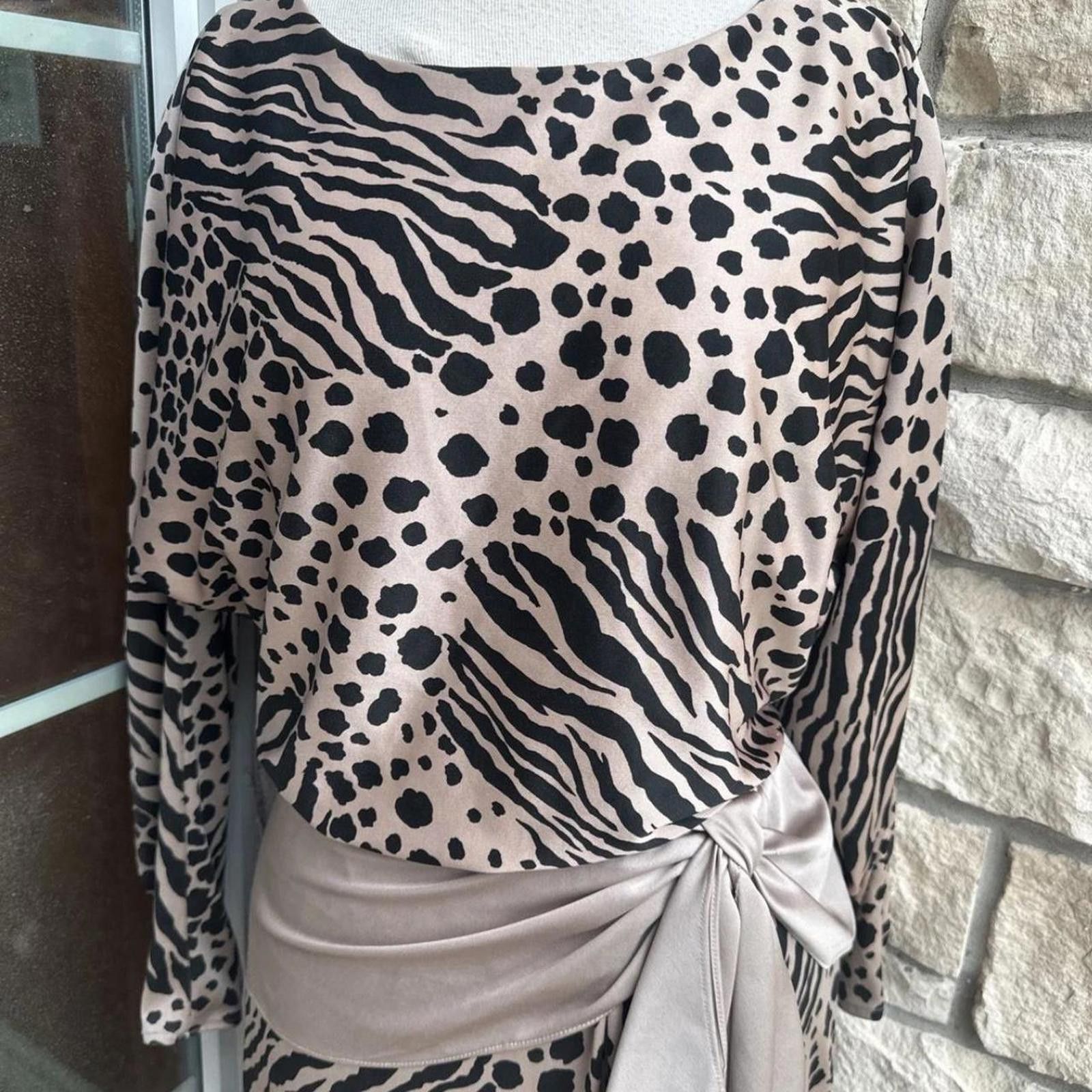 Other Vintage 70s ebra Animal Print Blouson Dress Sz Medium(6/8) Size M / US 6-8 / IT 42-44 - 2 Thumbnail