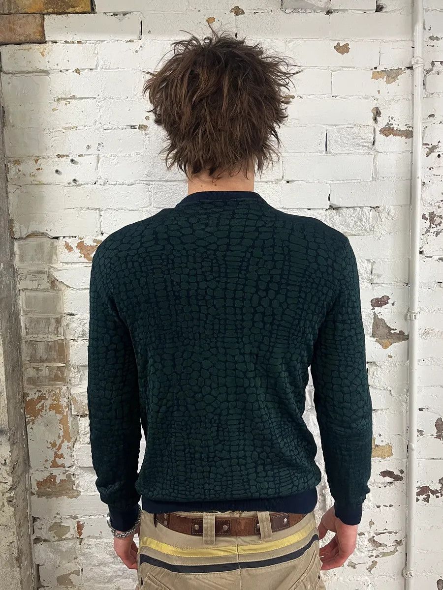 Emporio Armani 2010s Emporio Armani Dark Green Crocodile Effect Wool Sweater Size US M / EU 48-50 / 2 - 3 Thumbnail