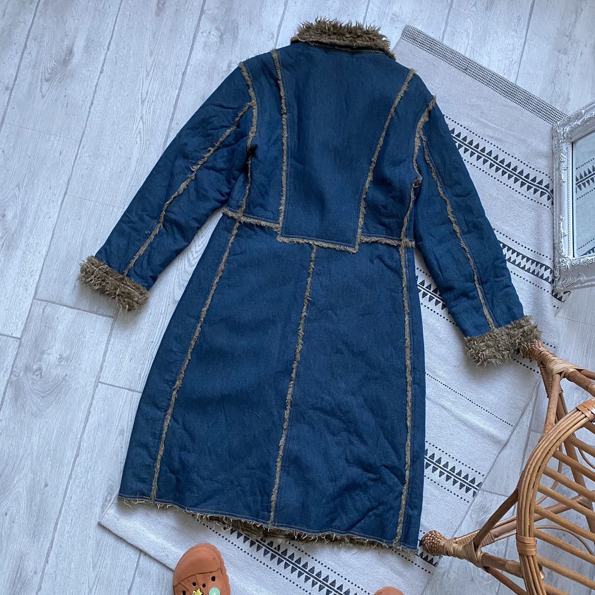 Hysteric Glamour Vintage 90s Y2K Denim Faux Fur Coat Trench Penny Lane Size L / US 10 / IT 46 - 9 Thumbnail