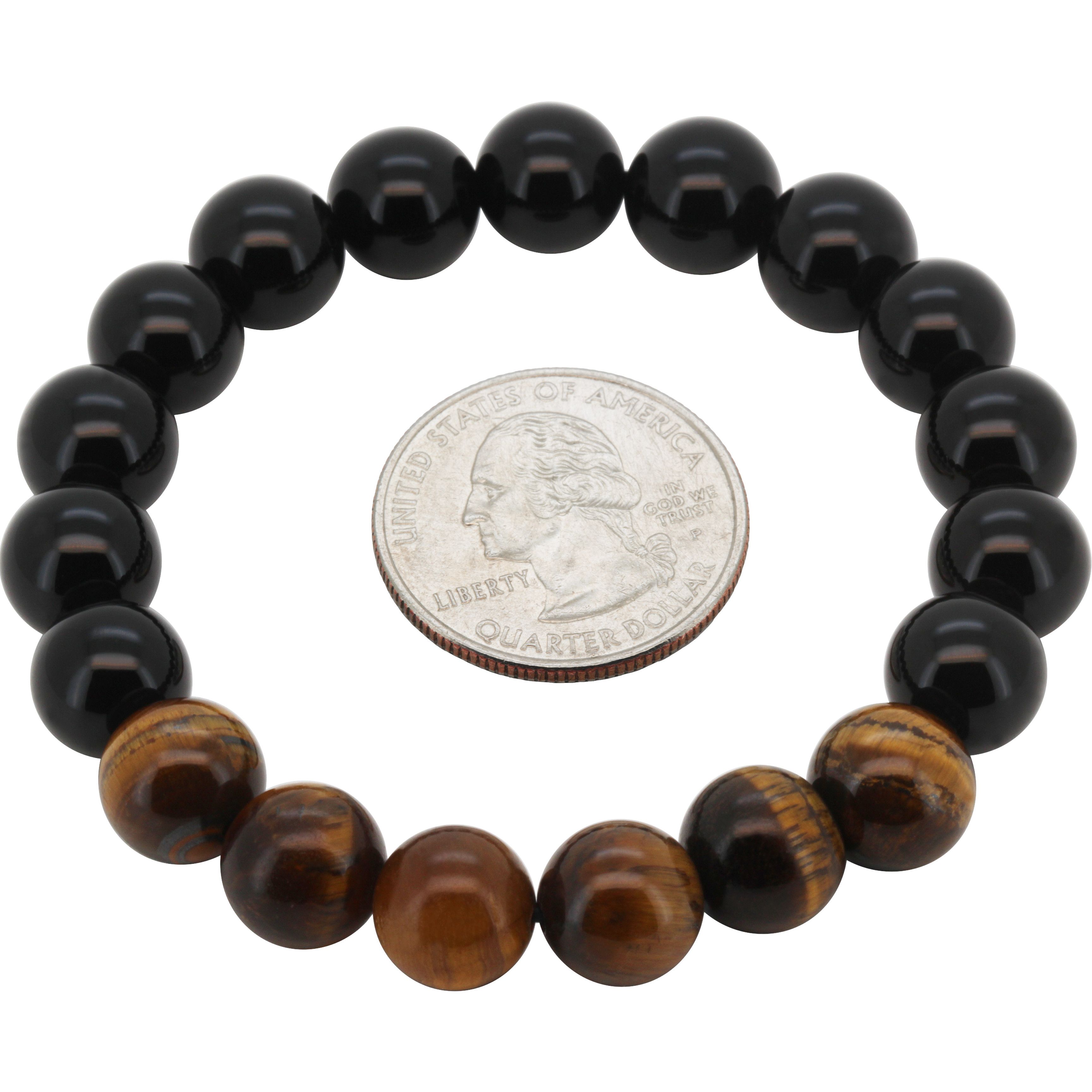 Other 10mm Obsidian Tiger Eye Gemstone Beaded Stretch Bracelet 7" Size ONE SIZE - 1 Preview