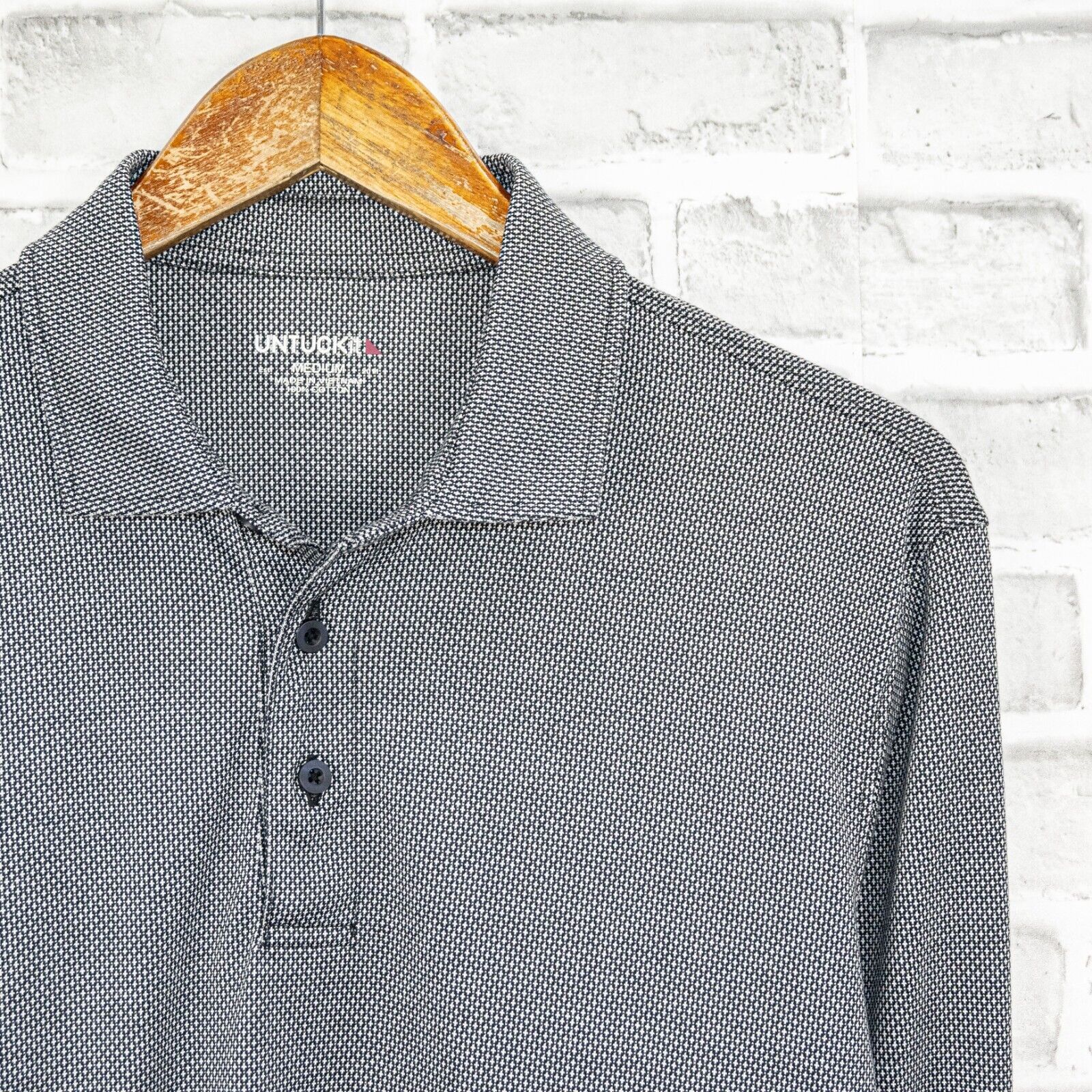 UNTUCKit UNTUCKit Long Sleeve Polo Shirt In Gray diamond print Gray Size US M / EU 48-50 / 2 - 1 Thumbnail