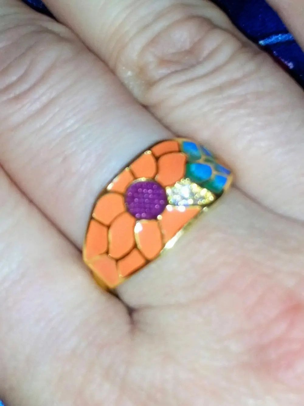 Jewelry Colorful Charming Flower Enamel Ring ( size 6 to 10 ) Size ONE SIZE - 6 Thumbnail