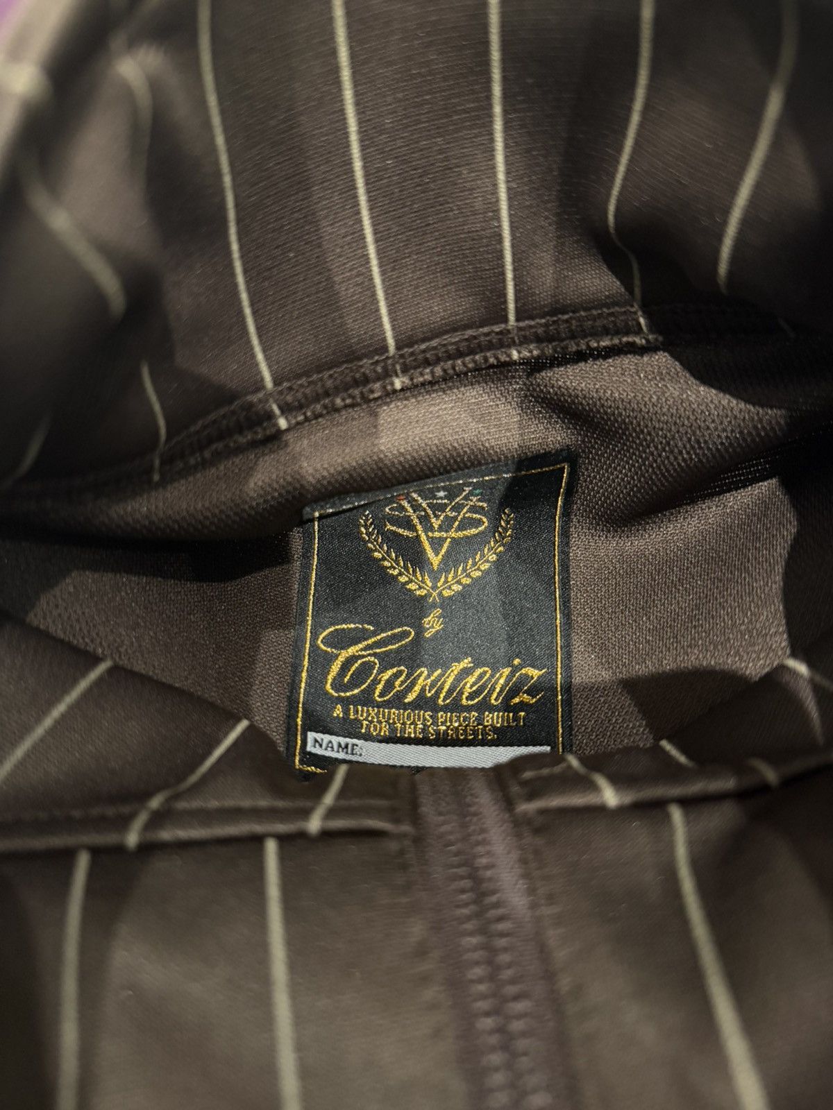 Corteiz Corteiz Pinstripe Track Jacket (Large/Brown) Size US L / EU 52-54 / 3 - 6 Thumbnail