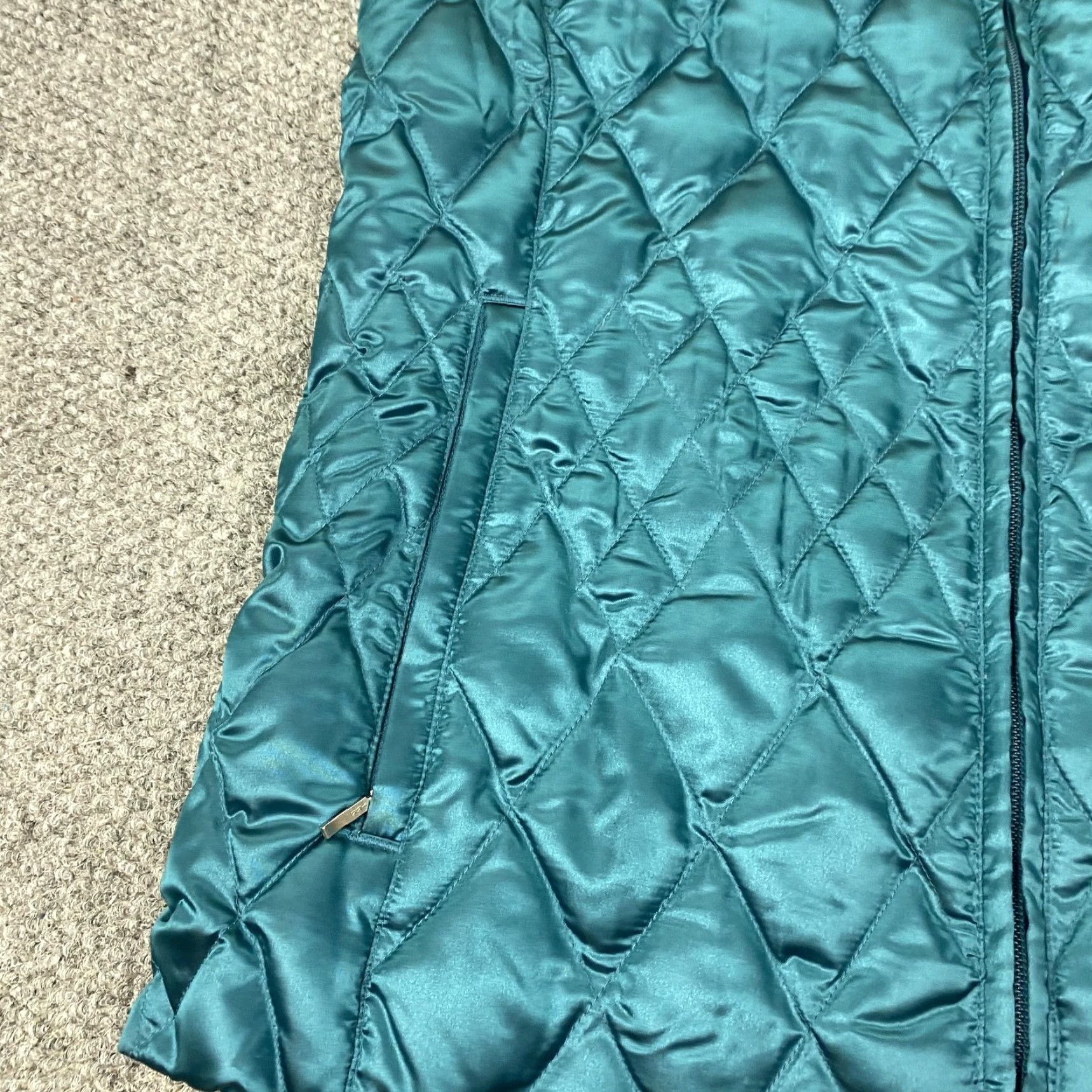 Lands' End Lands End Vest Womens Medium Teal Quilted Goose Down Puffer Insulated Zip Shiny Size M / US 6-8 / IT 42-44 - 3 Thumbnail