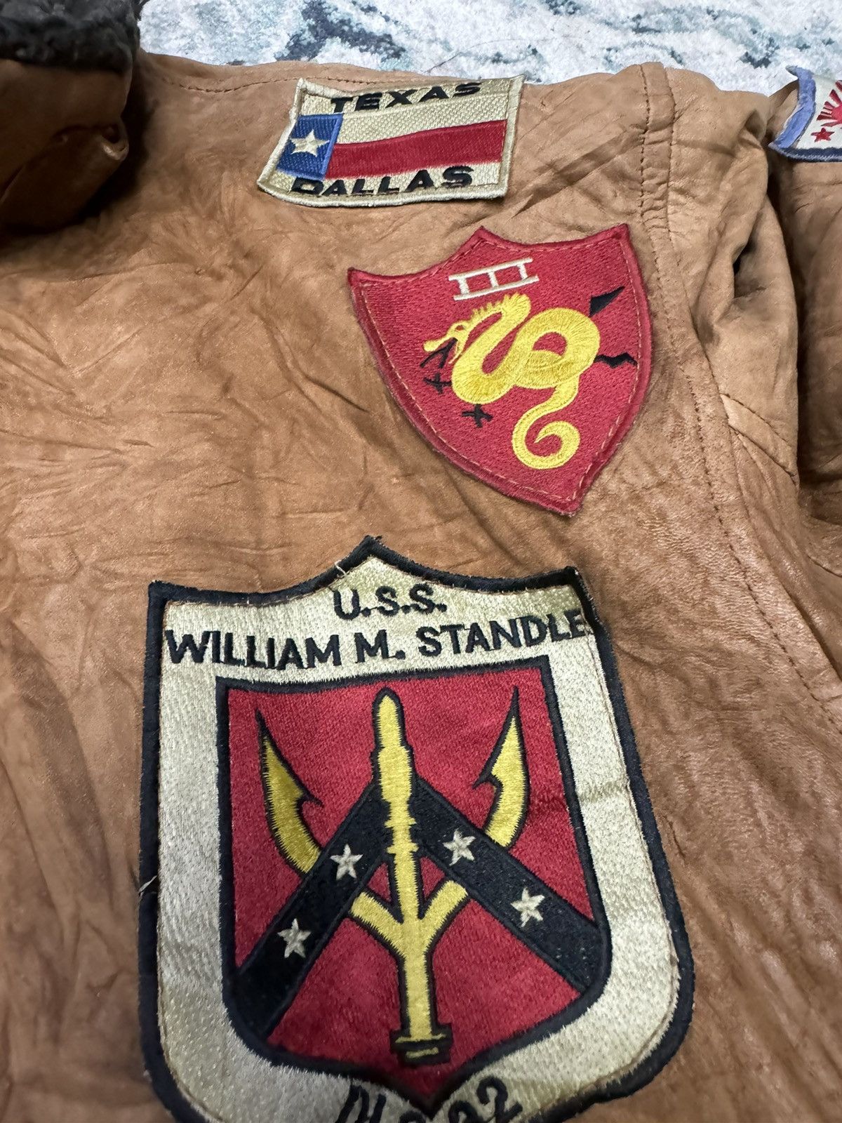 Vintage VINTAGE LAMB SKIN KOREAN TASK FORCE 77 LEATHER JACKET Size US L / EU 52-54 / 3 - 12 Thumbnail