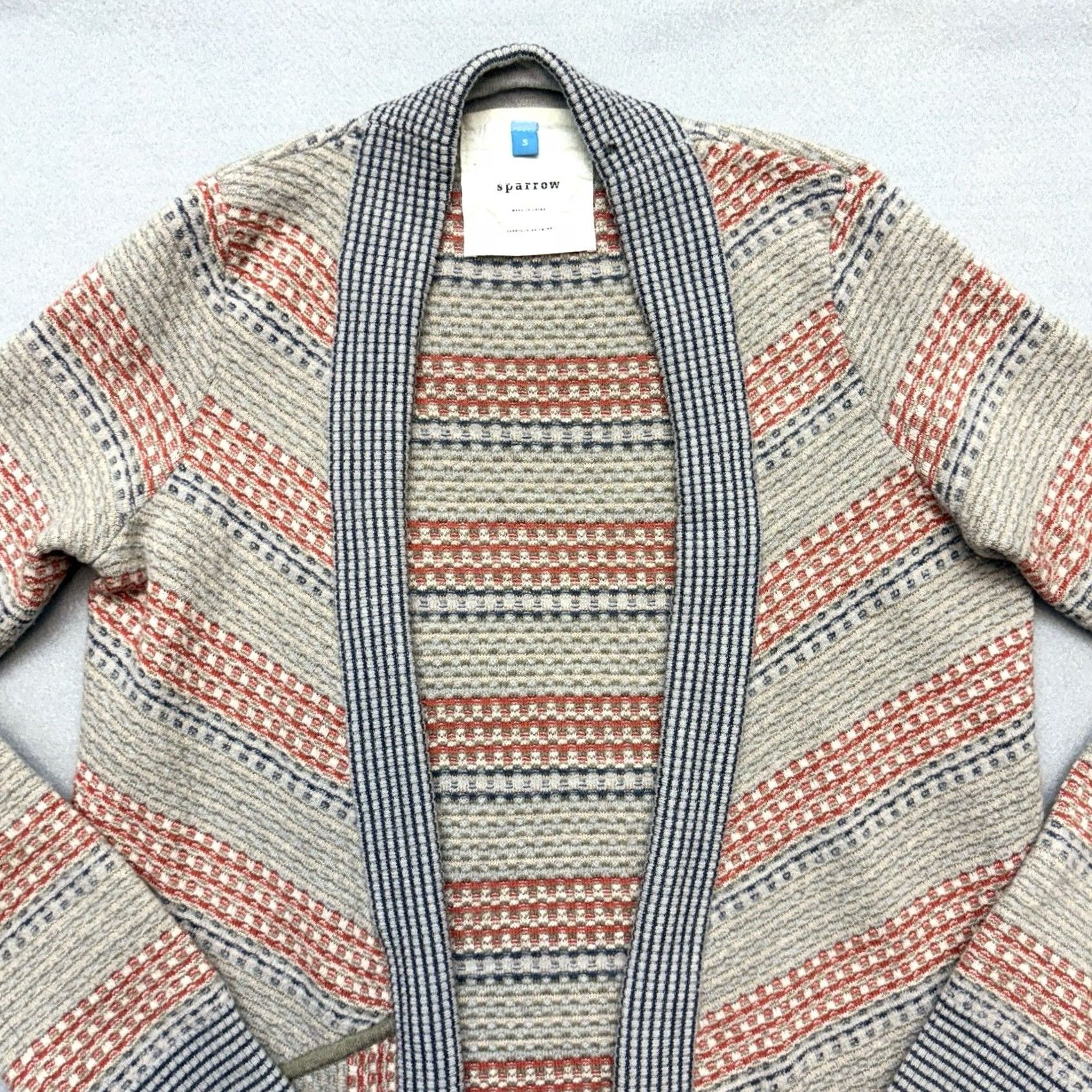 Arrow VINTAGE Anthropologie Sparrow Open Cardigan Sweater Duster Gray Taupe Striped Pockets S Women Booth? Size S / US 4 / IT 40 - 6 Thumbnail