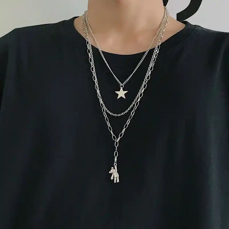Jewelry × Vintage Vint Necklace Cold Wind Rabbit Pentagram Pendant Multi Layer Size ONE SIZE - 1 Thumbnail
