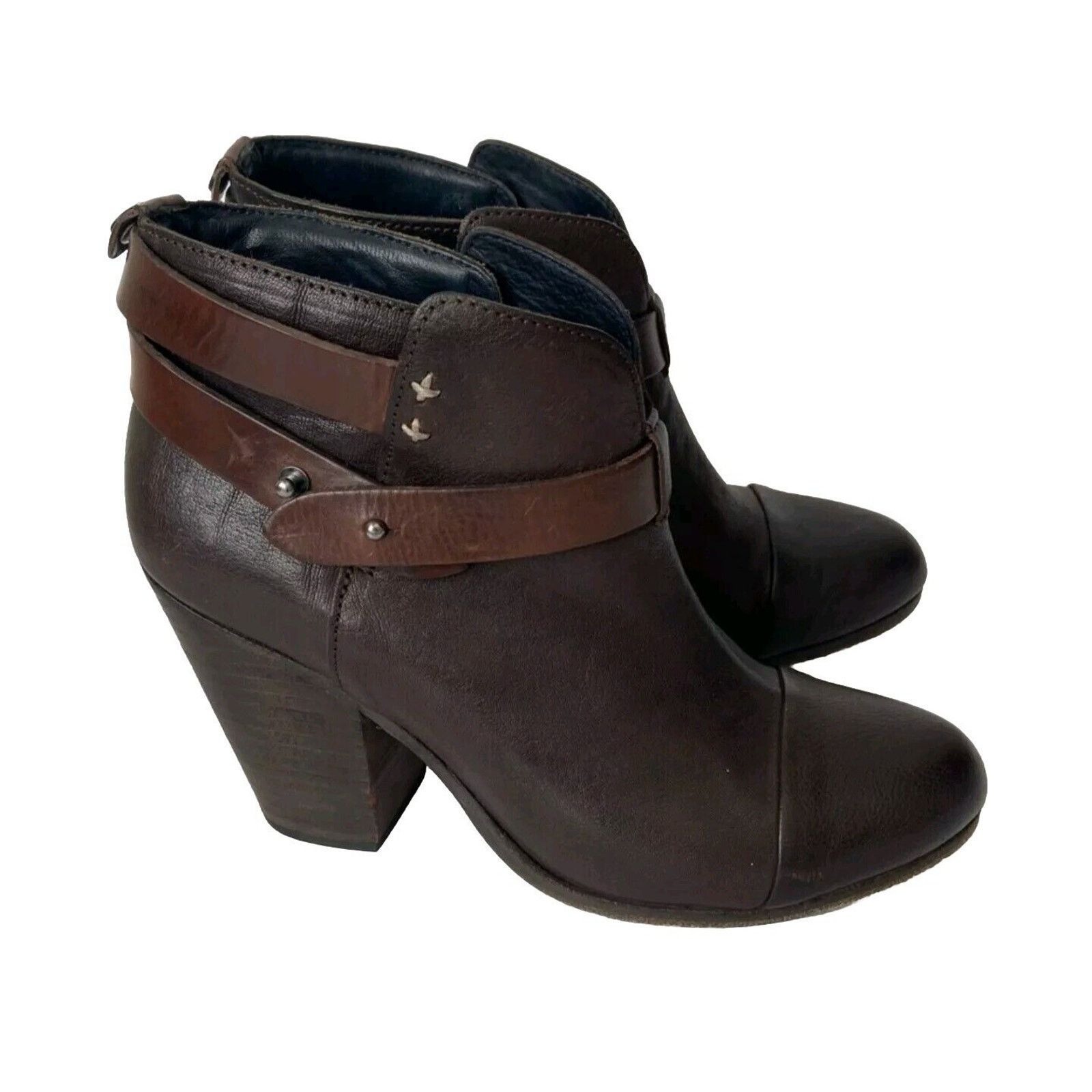 Rag & Bone Size Harrow Ankle Booties Brown Strap,Block Heel