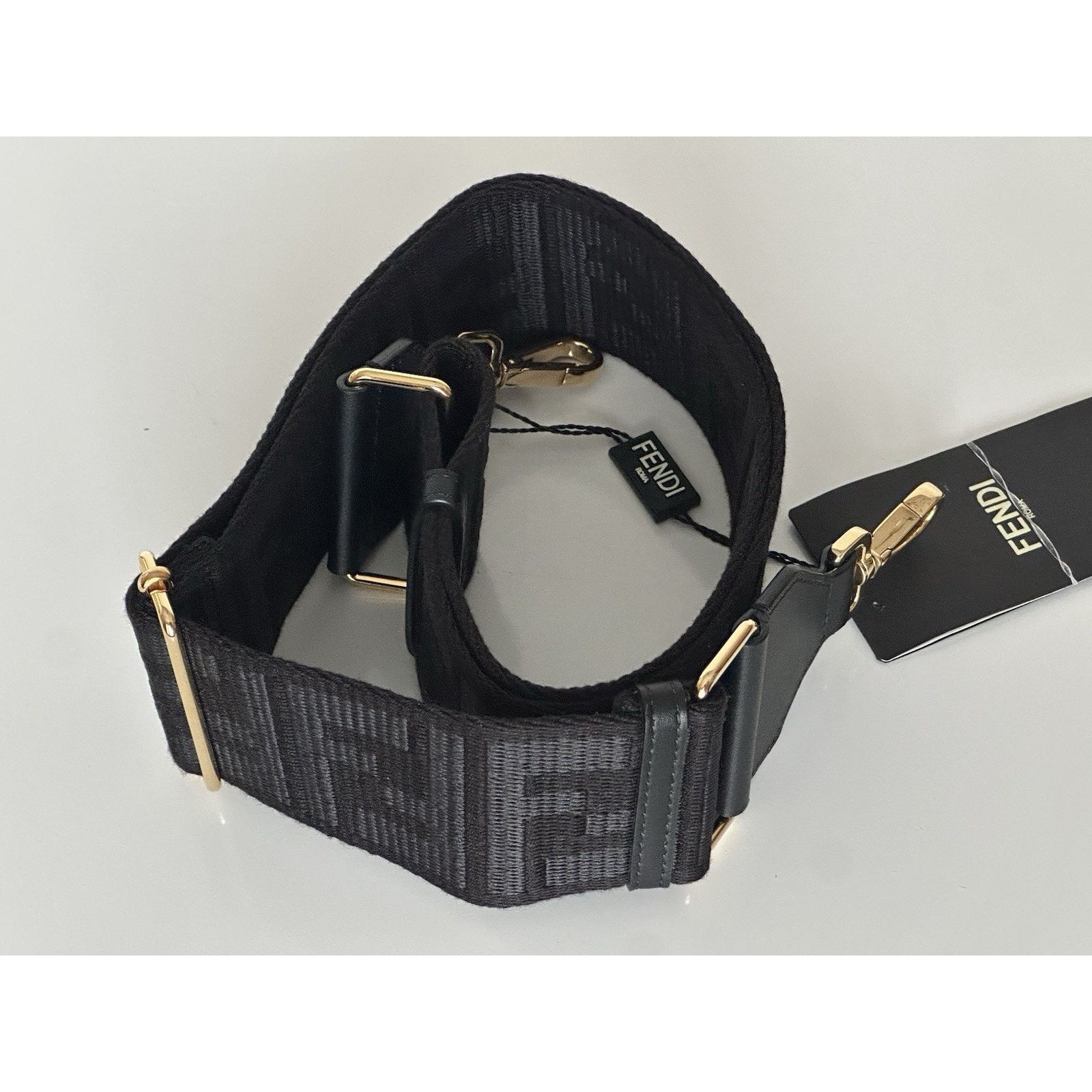 Fendi FENDI FF Logo Adjustable Strap Black Made in Italy NWT $1030 Size ONE SIZE - 3 Thumbnail