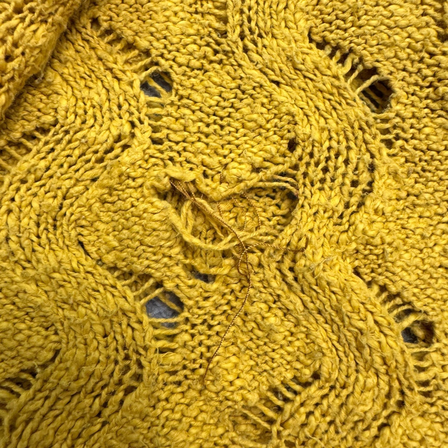 Lucky Brand Lucky Brand Crochet Pullover Sweater Womens L Yellow Open Knit V-Neck Bohemian Classic Size L / US 10 / IT 46 - 4 Thumbnail