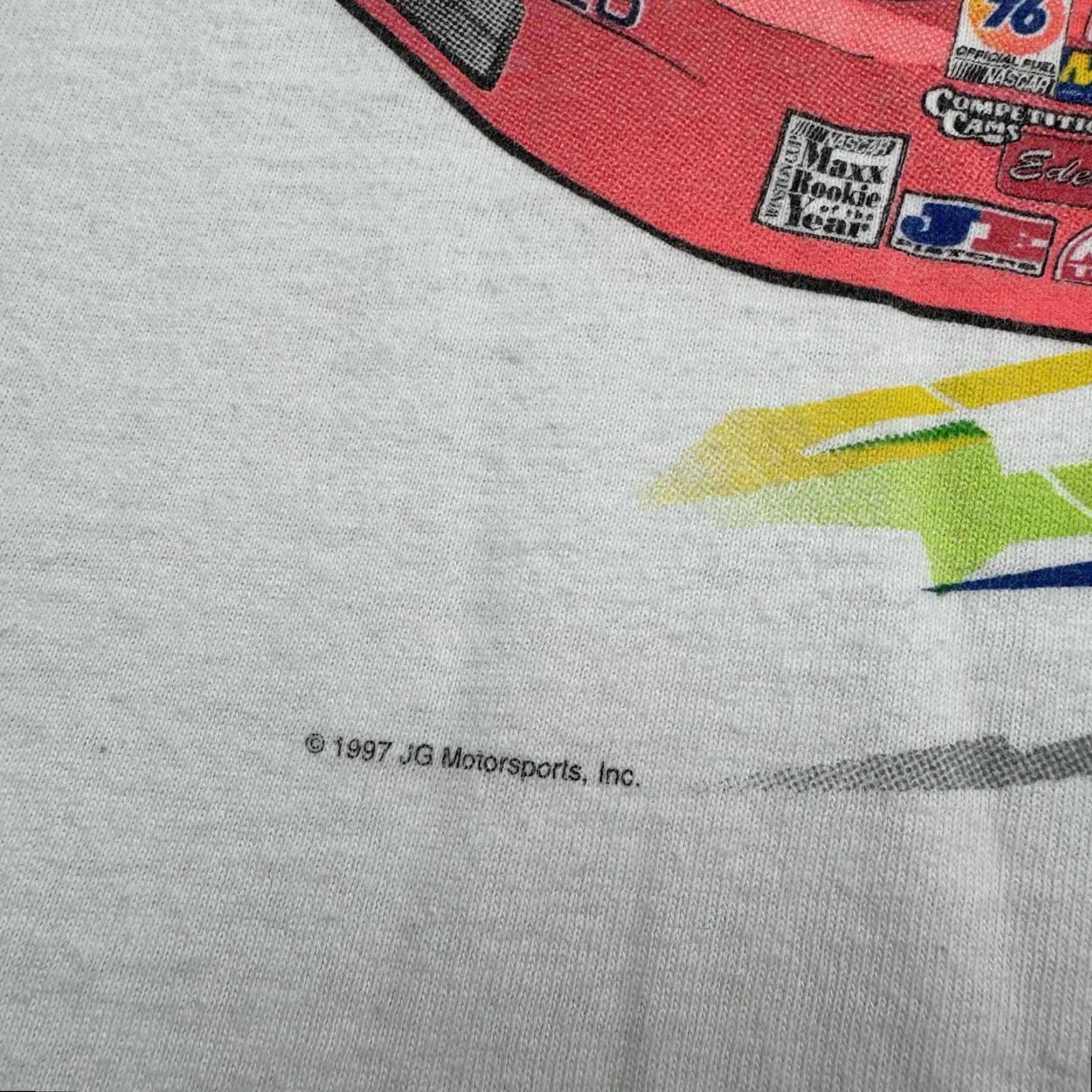 Fruit Of The Loom VINTAGE Jeff Gordon T-Shirt Men Large White 90s Rainbow Daytona Winner Graphic Print Sports Size US L / EU 52-54 / 3 - 3 Thumbnail