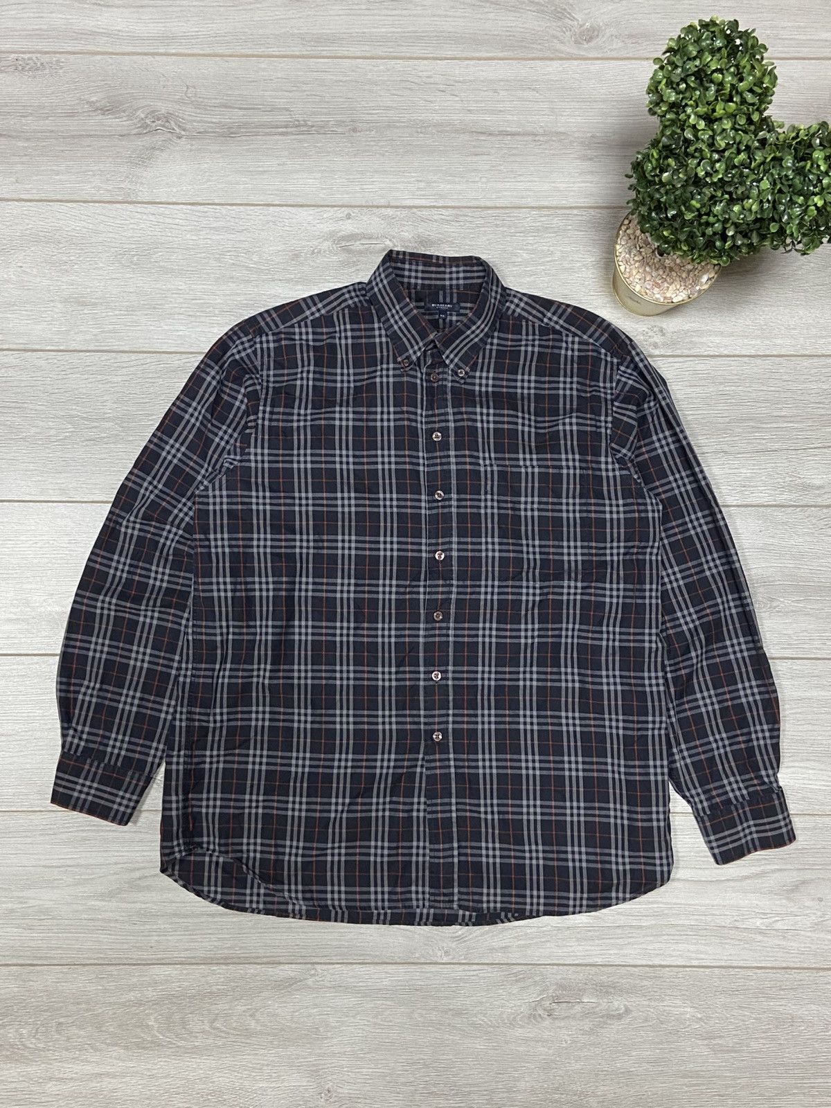 Burberry Burberry Brit shirt nova check dark blue overprint vintage Size US XL / EU 56 / 4 - 2 Thumbnail
