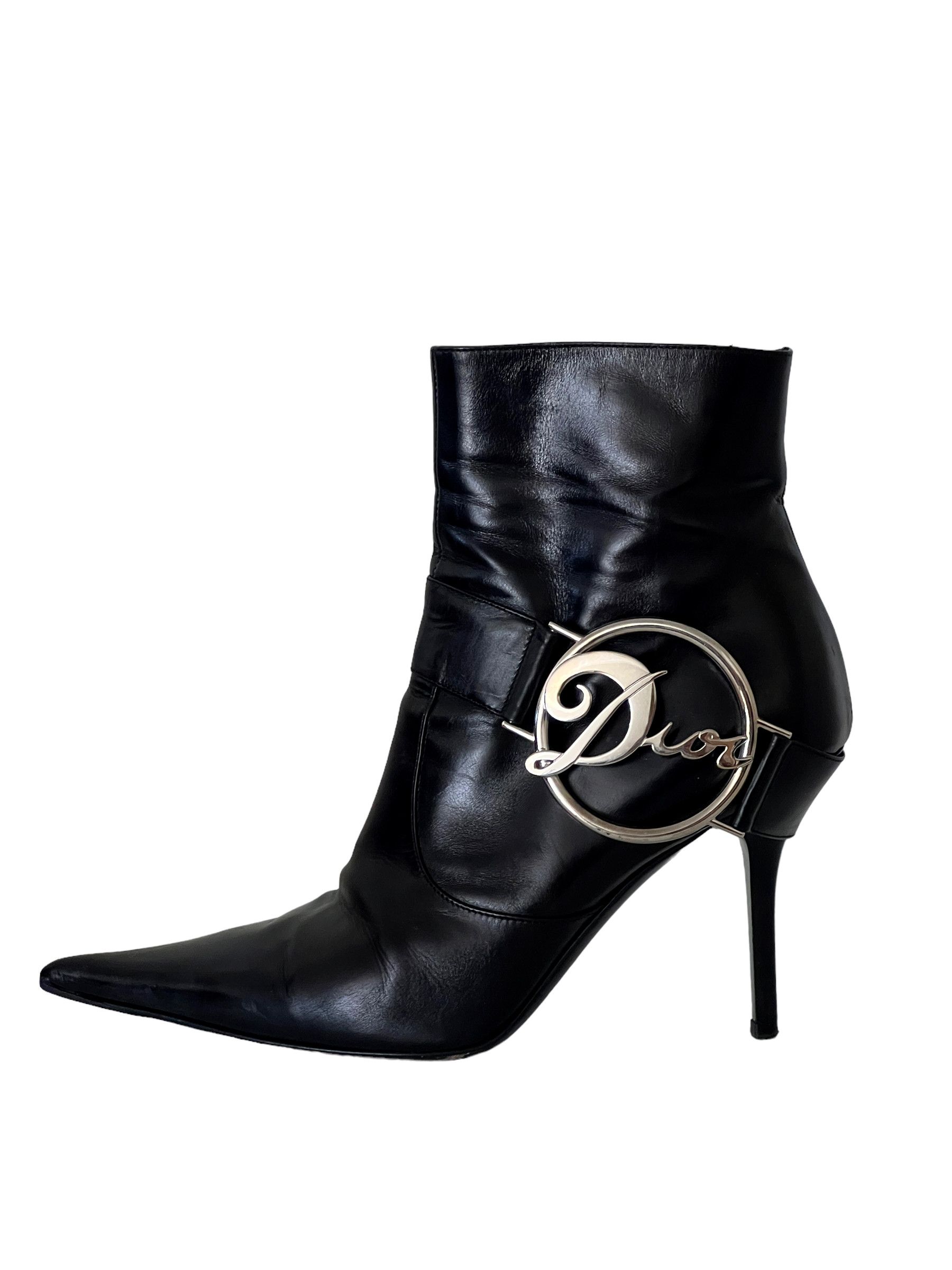 Dior DIOR Heels Boots Heels Metal Logo Shoes Black Vintage Zip Size US 6 / IT 36 - 3 Thumbnail