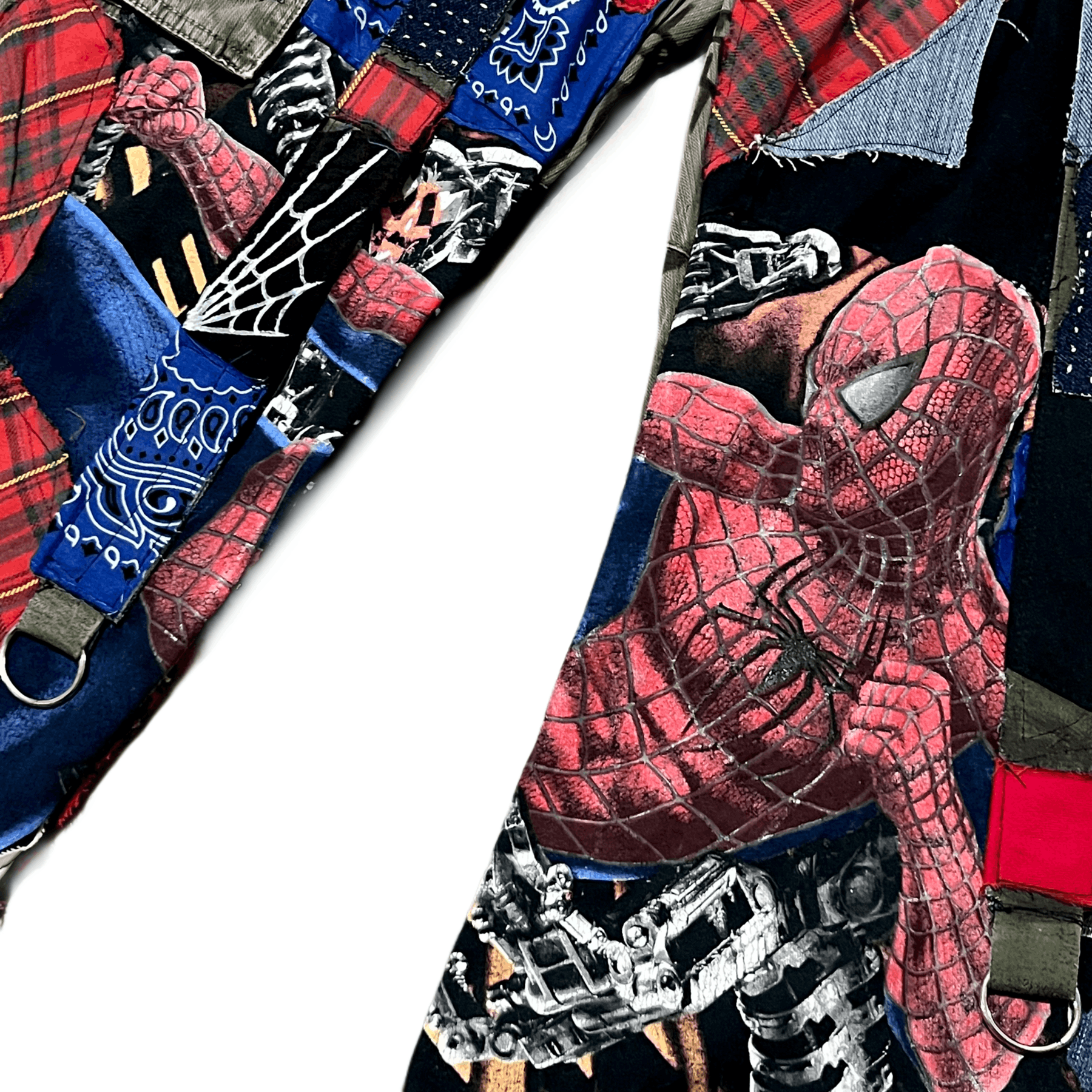 Handmade Custom Patchwork Bondage Spiderman Cargo Pants Size US 32 / EU 48 - 4 Thumbnail