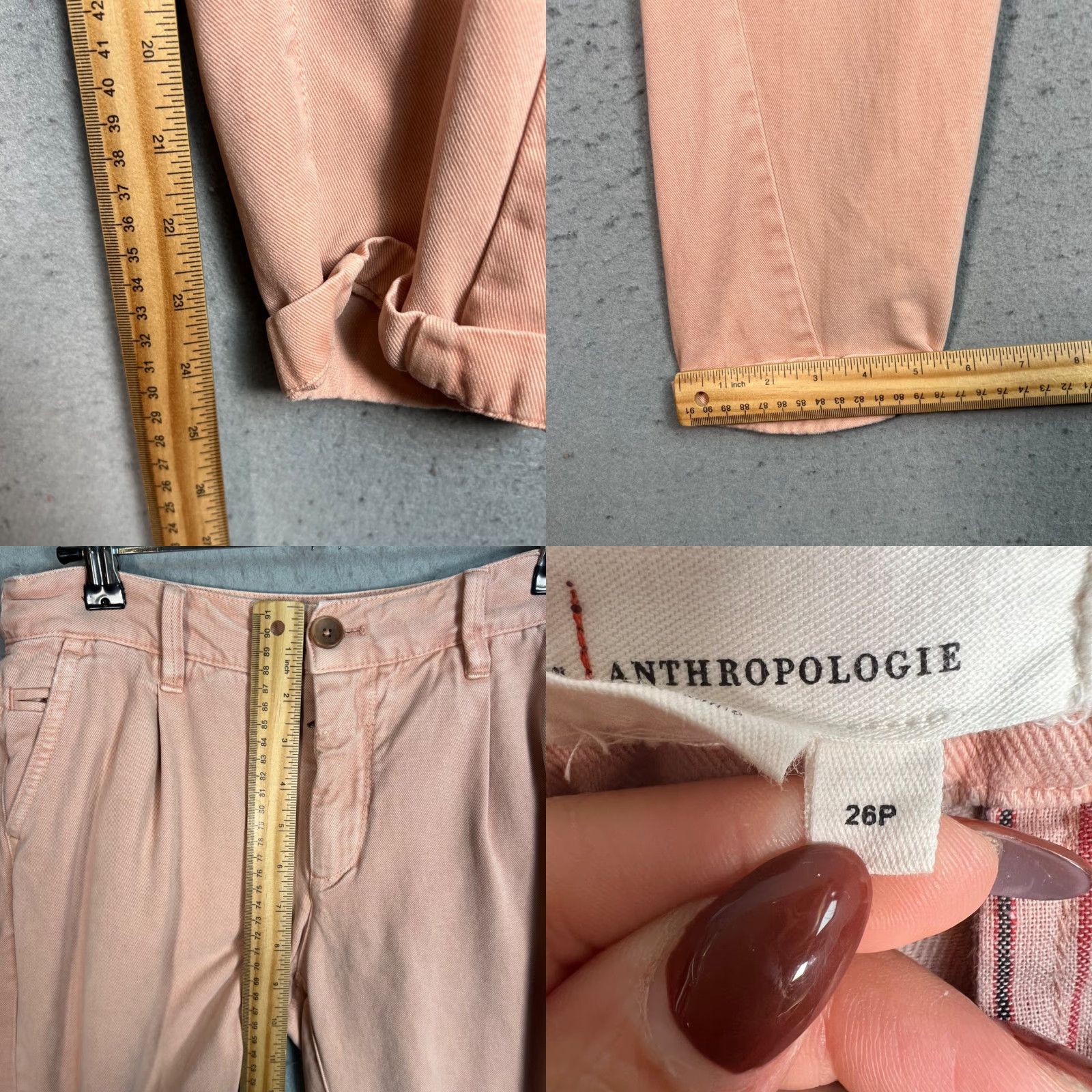 Anthropologie Anthropologie Womens Pants Chino 26P Petite Pink Mid Rise Pleated Tapered 28 in Waist Inseam 25 in Pocket Vintage No Mens Womens Girls Size 28" / US 6 / IT 42 - 8 Thumbnail