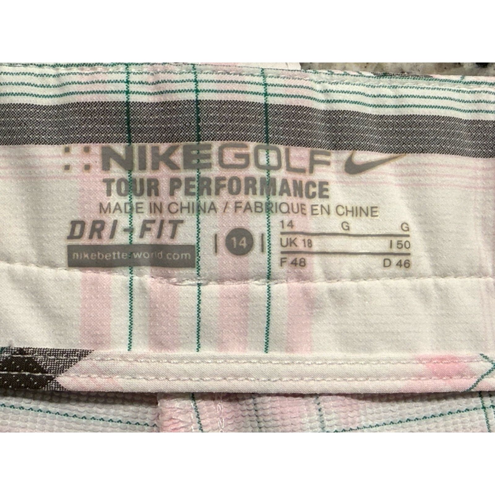Nike Nike Golf Dri-FIT Tour Performance Pants Womens 14 Plaid Stretch 37 x 29 Multicolor Inseam 29 Zip Casual Golf Pants Women Size 36" / US 14 / IT 50 - 4 Thumbnail