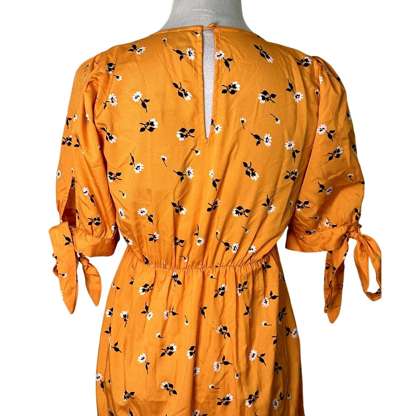 Other Vero Mada Womens Orange Floral Tie Short Sleeve Mini Dress M Size M / US 6-8 / IT 42-44 - 6 Thumbnail