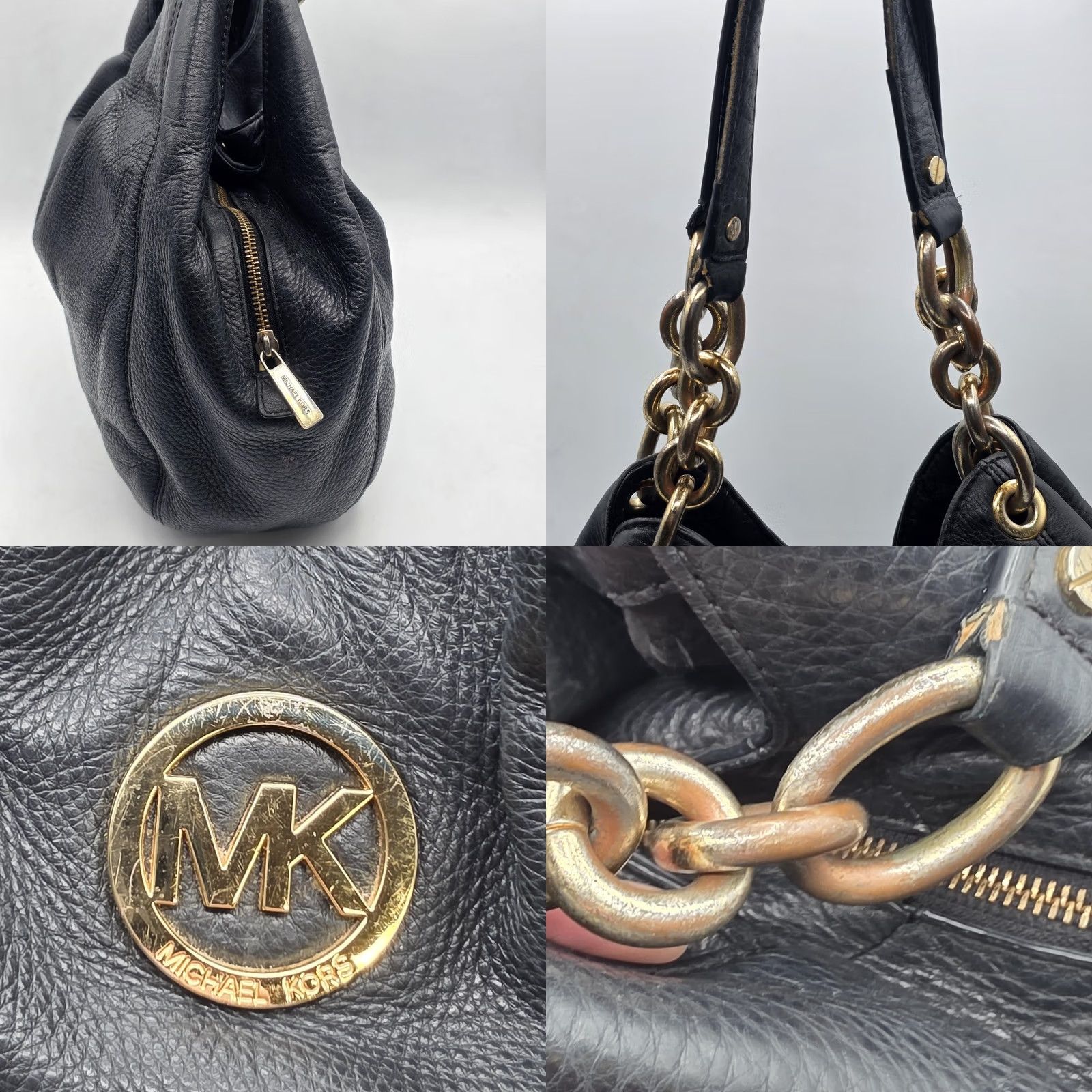Michael Kors Michael Kors Hobo Bag Womens Large Black Pebbled Leather Gold Hardware Fulton Size ONE SIZE - 8 Thumbnail