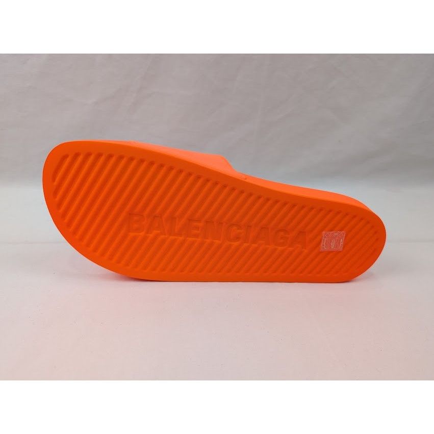 Balenciaga o1rshd1 Pool Smoth Fluo Rubber Logo Slides Flue Orange/Black Size US 12 / EU 45 - 9 Thumbnail