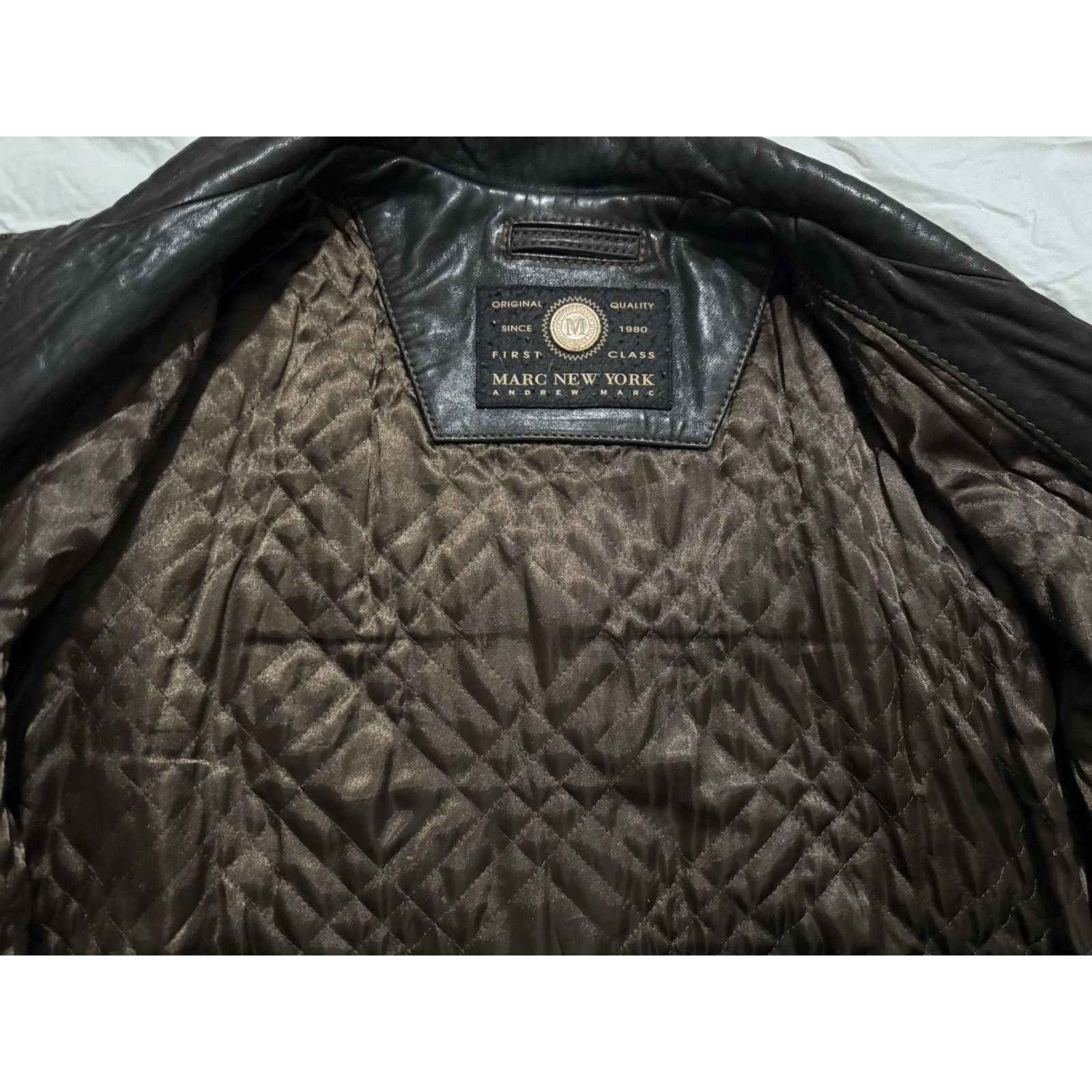 Andrew Marc Vintage Andrew Marc New York Brown Leather Biker Jacket Mens Size US XL / EU 56 / 4 - 9 Thumbnail