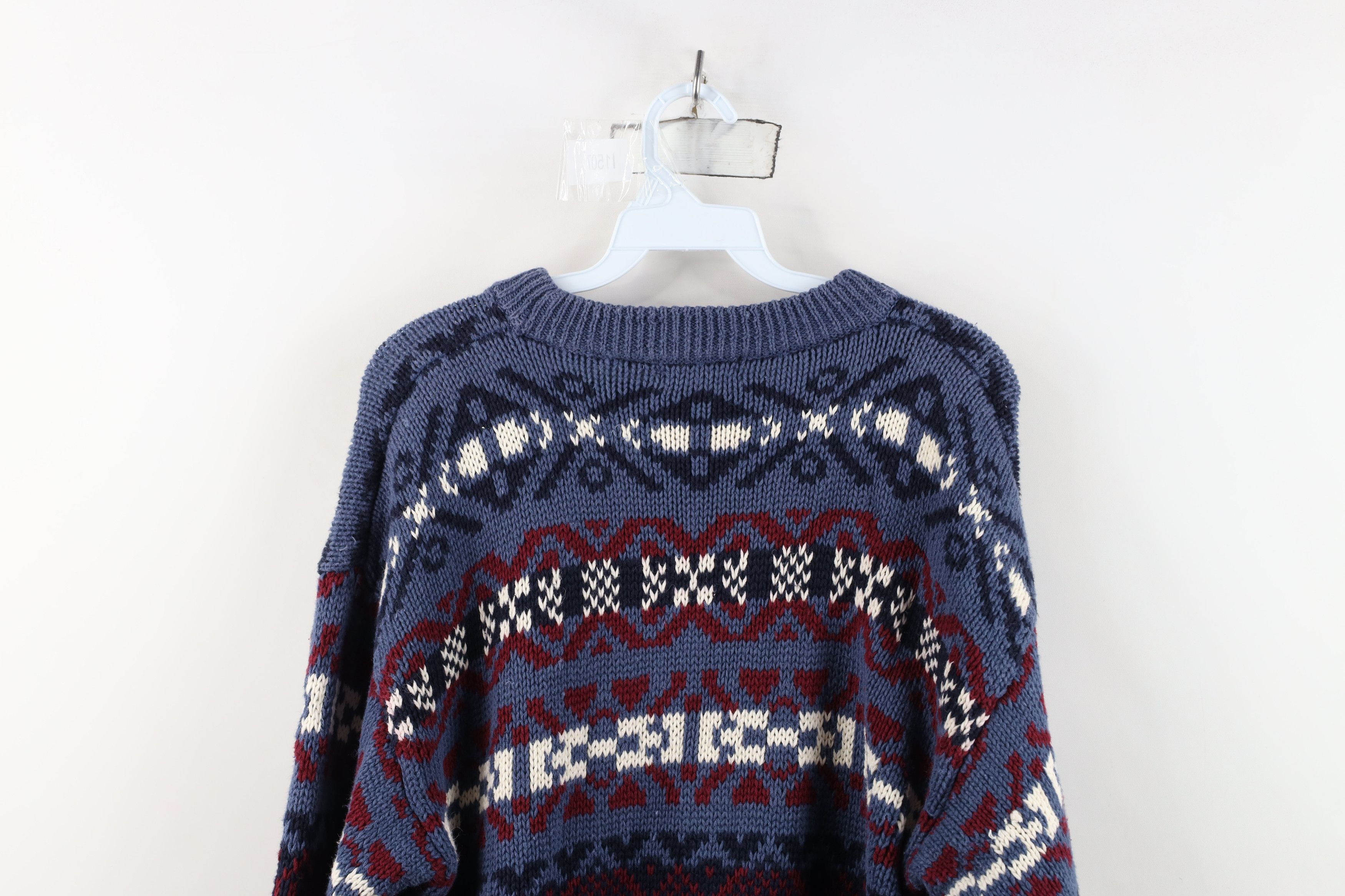Vintage Vintage 90s Streetwear Fair Isle Cotton Knit Sweater Size US M / EU 48-50 / 2 - 9 Thumbnail