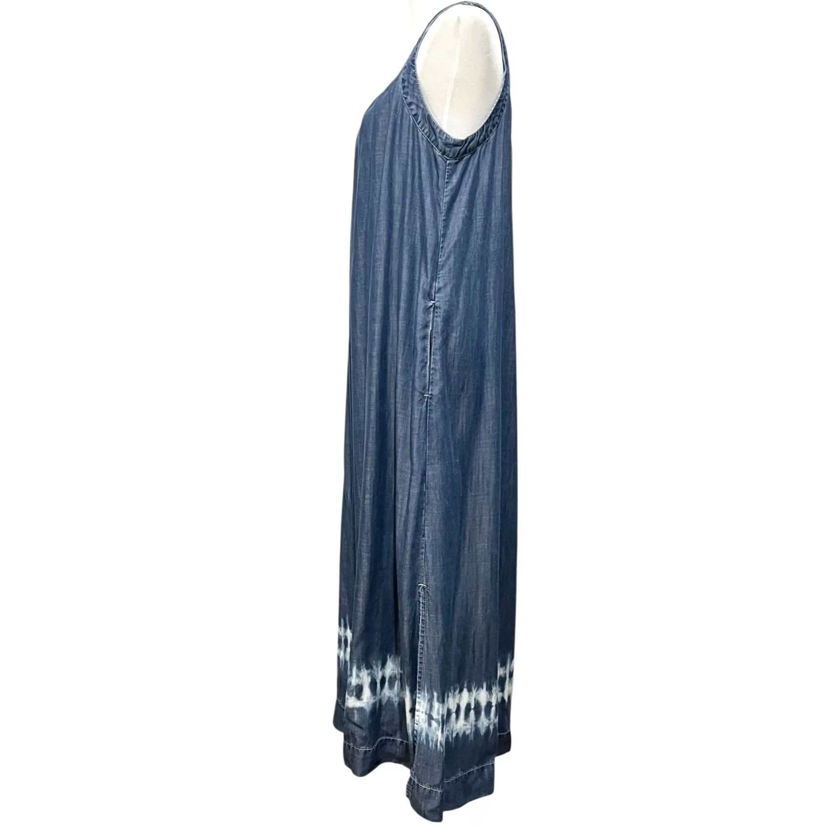 Vintage Chico's Chambray Lyocell Maxi Tank Dress Tie Dye Hem Pockets Sz M (2) Dress Women Sleeveless Long Size M / US 6-8 / IT 42-44 - 5 Thumbnail