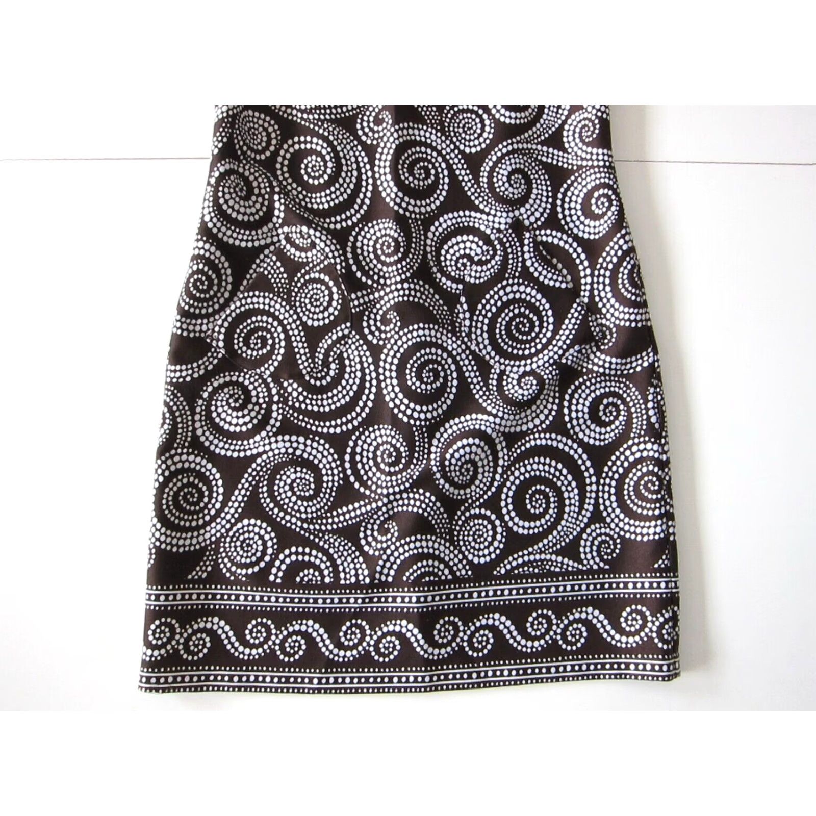 Vintage VINTAGE London Times White Brown Polka Dot Pocket Sleeveless Shift Tunic A-Line Dress 8 Size M / US 6-8 / IT 42-44 - 8 Thumbnail