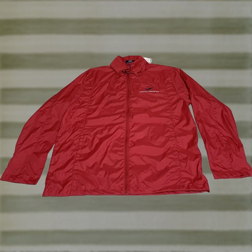 Vintage Vantage Windbreaker Seattle Aquarium Powerbar Light Weight Red NWT Large Mens Size US L / EU 52-54 / 3 - 1 Thumbnail