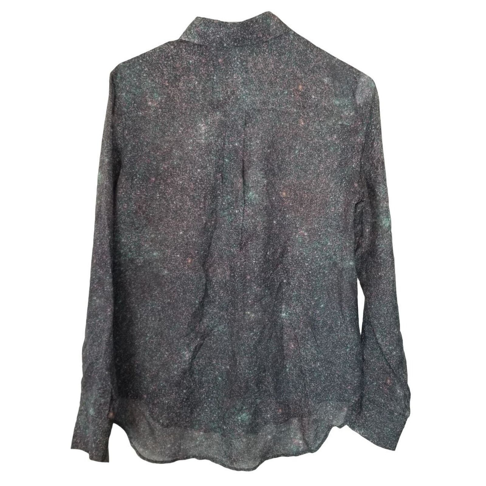 Theory Theory Womens Gray Galaxy Print 100% Silk Shirt Quiet Luxury Size S / US 4 / IT 40 - 9 Thumbnail