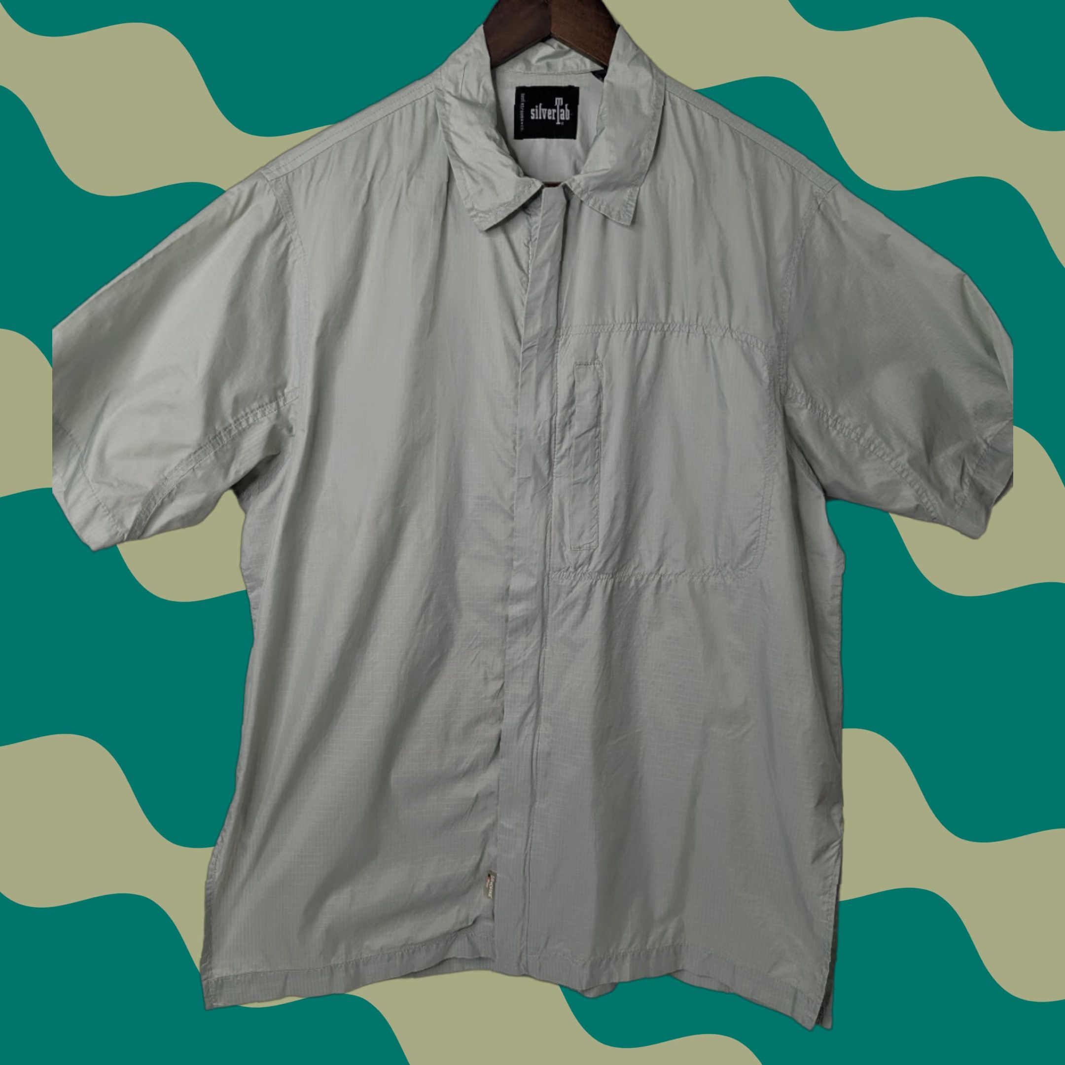 Vintage VINTAGE Silver Tab Levis Nylon Shirt Men’s M Gray Green Pocket 1990s Short Sleeve Full Zip Size US M / EU 48-50 / 2 - 1 Thumbnail