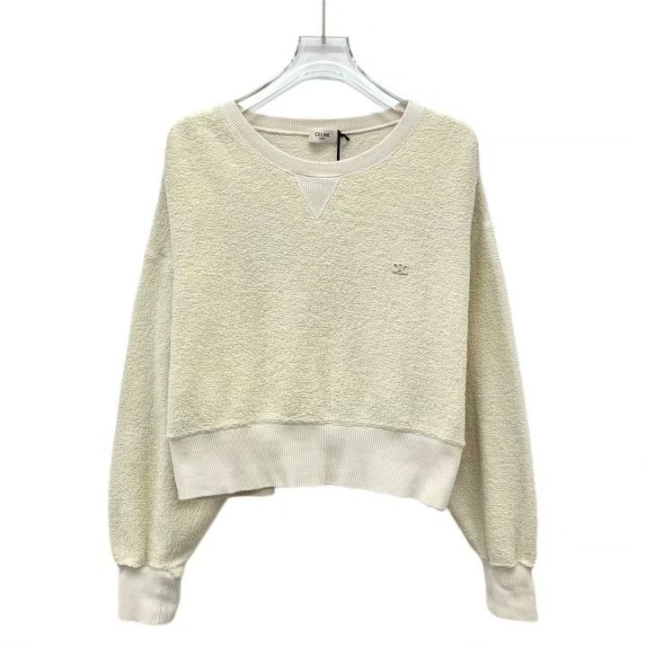Celine Celine Beige Logo Embroidered Cotton Knit Top Size S / US 4 / IT 40 - 1 Thumbnail