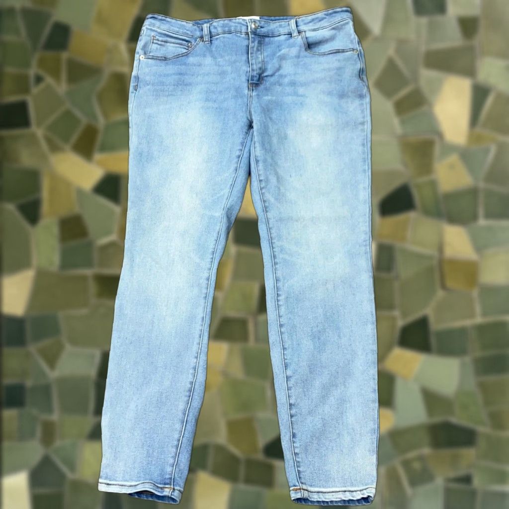 Oat New York Jeans Womens Size 32 Blue Mid Rise Skinny Stretch Faded Light Wash